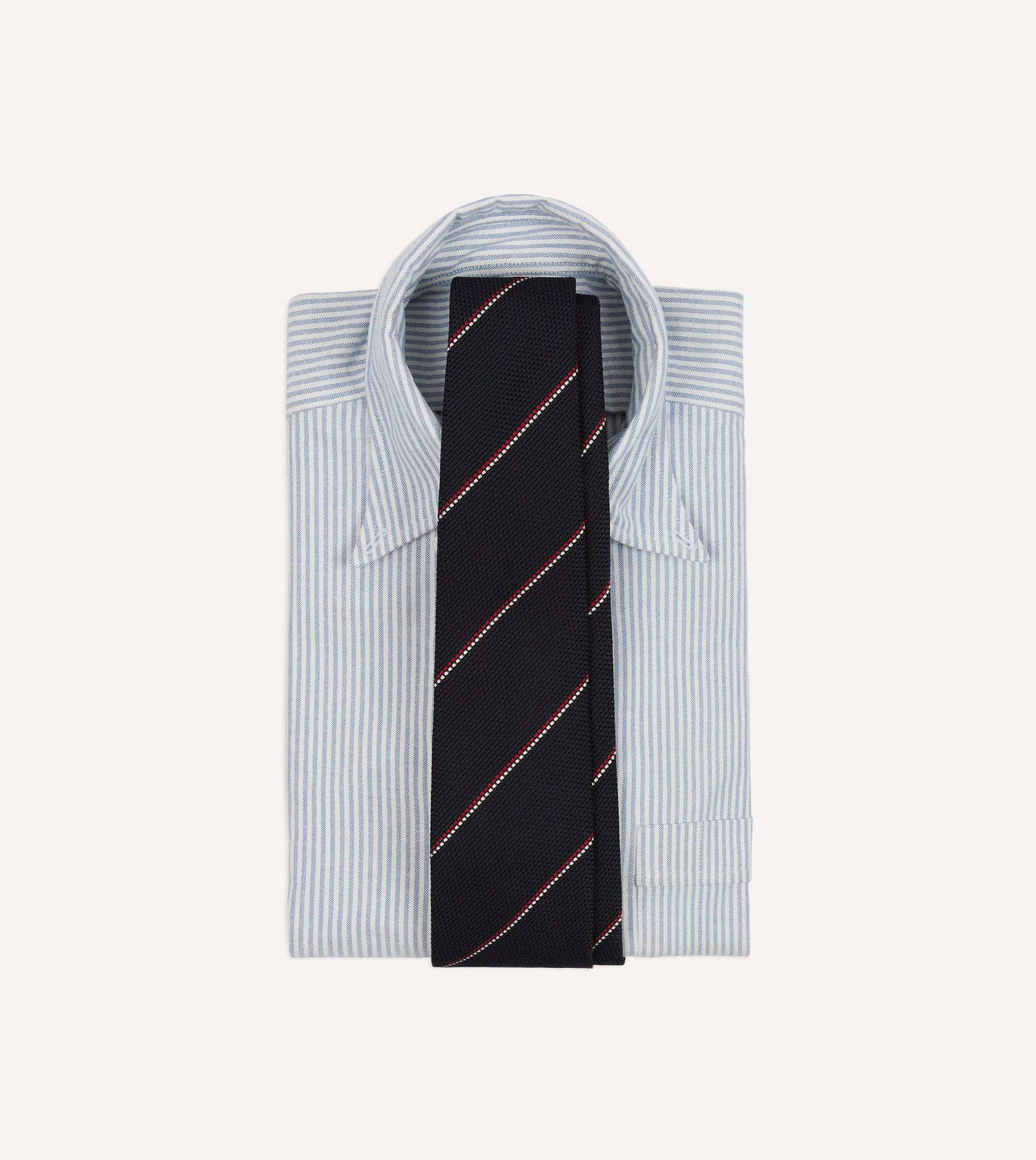 Navy and Red Double Stripe Hand Rolled Silk Grenadine Tie
