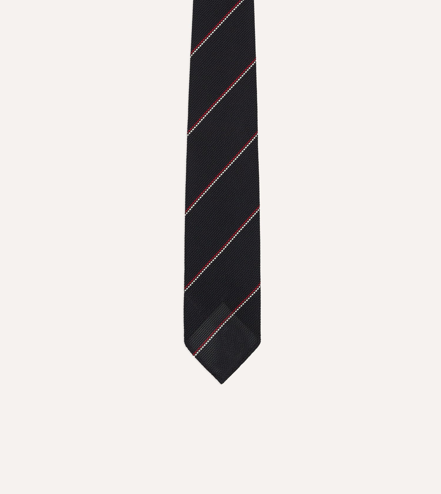 Navy and Red Double Stripe Hand Rolled Silk Grenadine Tie