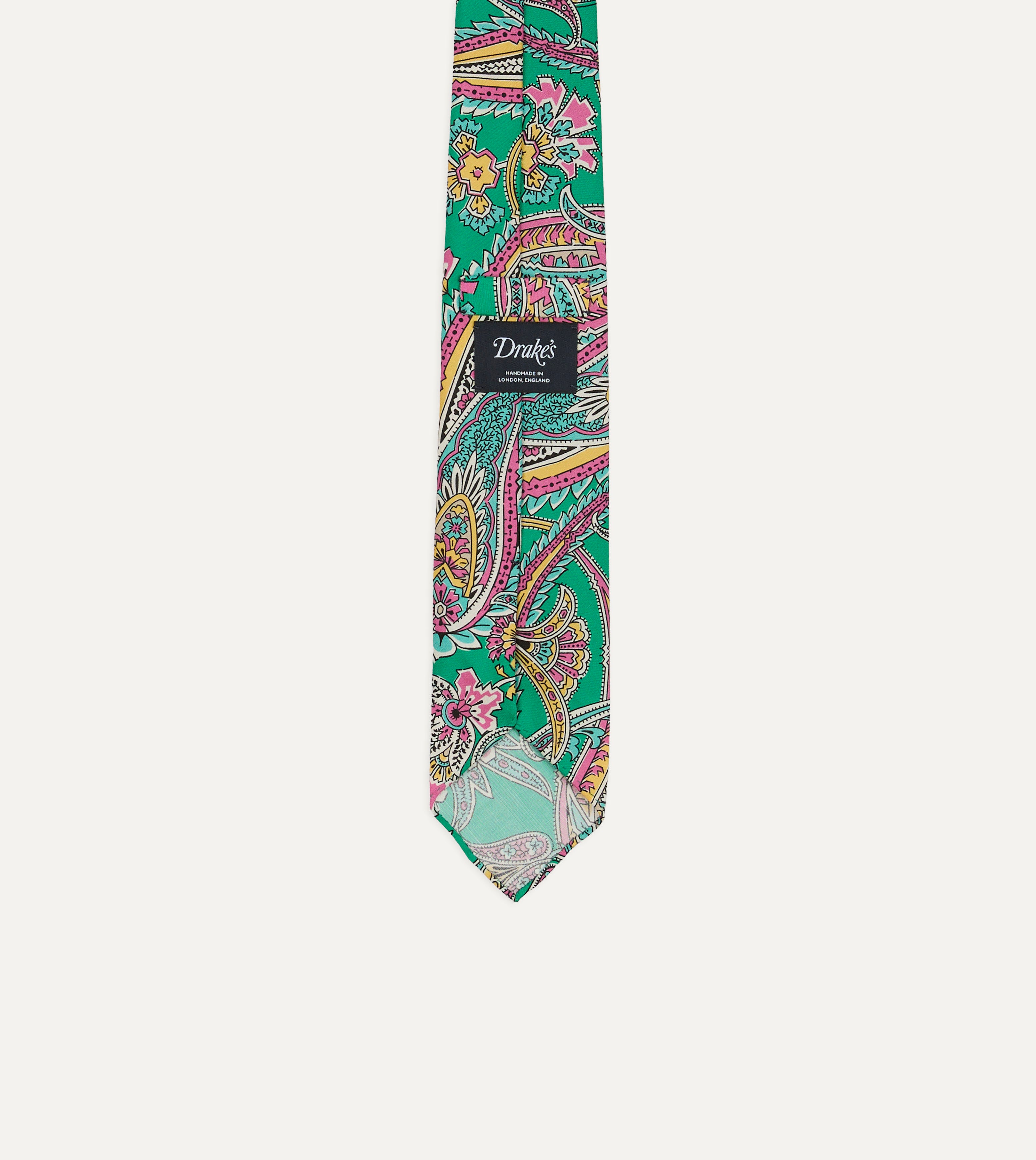 Green Nouveau Leaves Shantung Silk Hand-Rolled Tie
