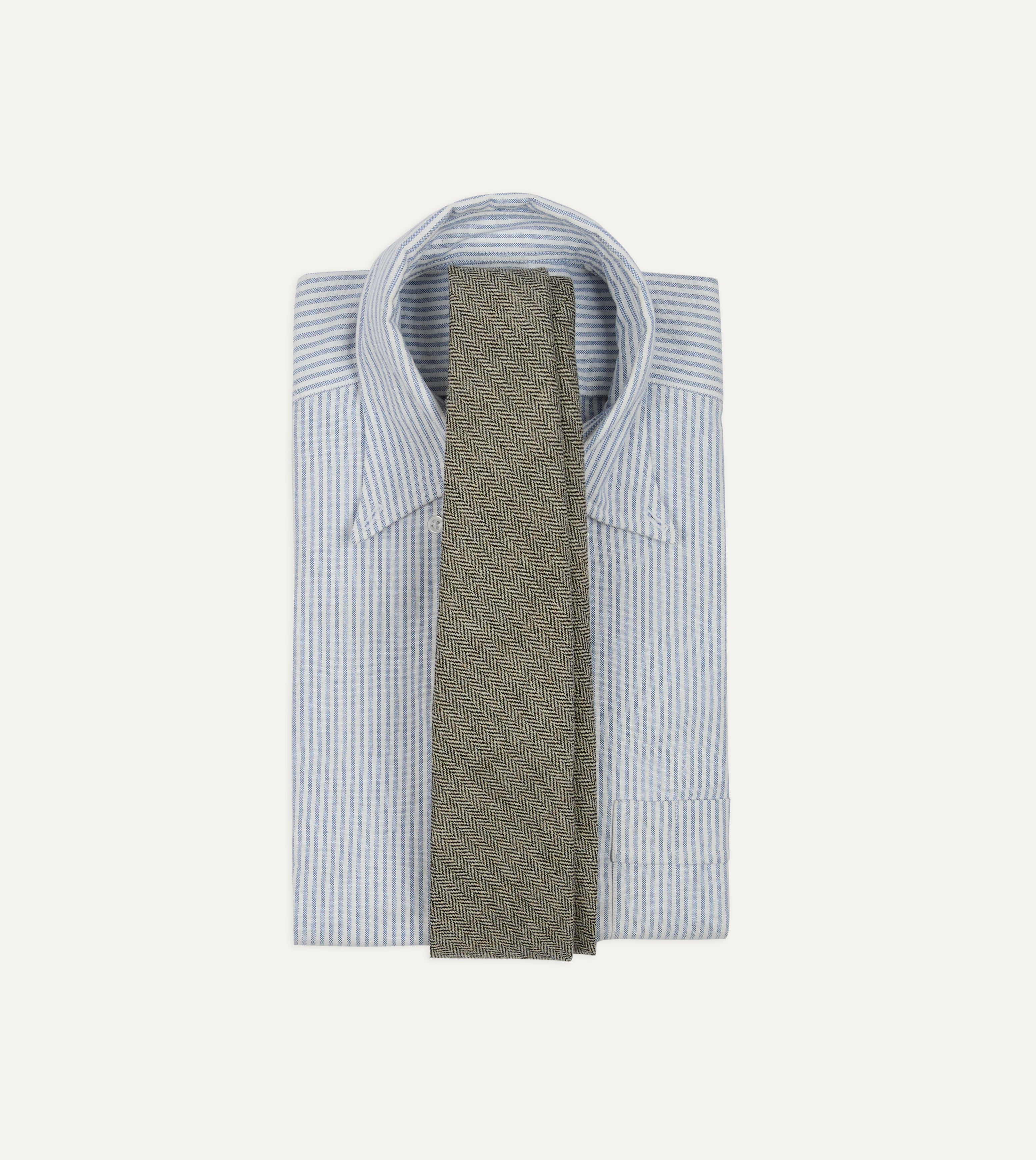 Grey Herringbone Shetland Wool Hand Rolled Tie – Drakes US