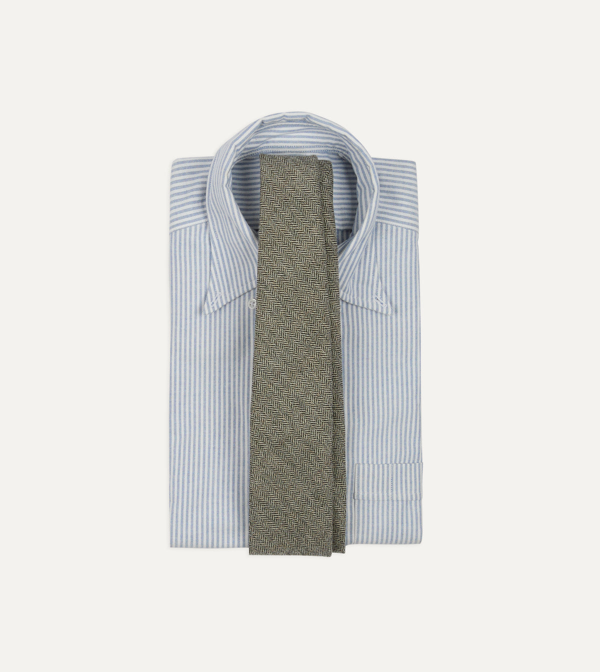 Grey Herringbone Shetland Wool Hand Rolled Tie
