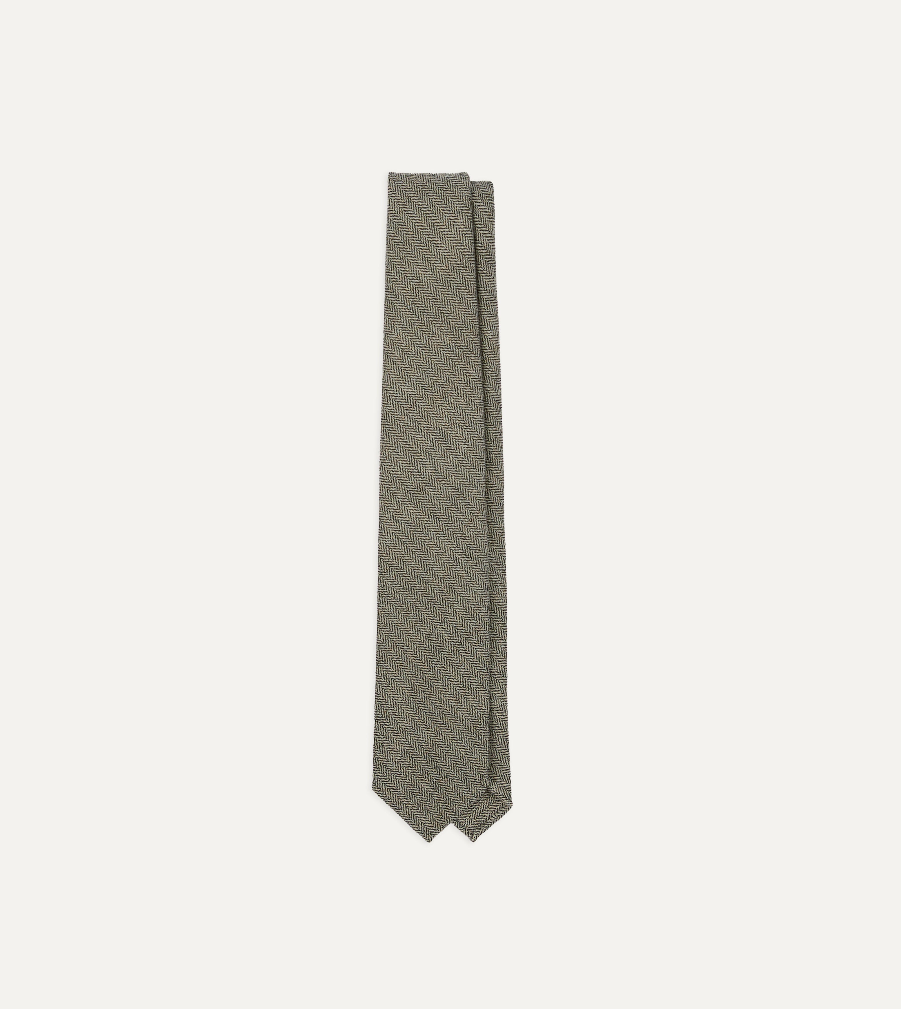 Grey Herringbone Shetland Wool Hand Rolled Tie – Drakes US