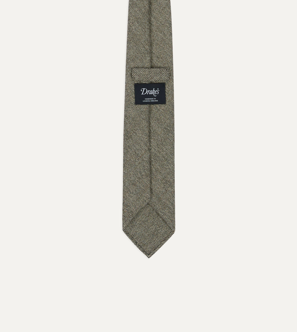 Grey Herringbone Shetland Wool Hand Rolled Tie
