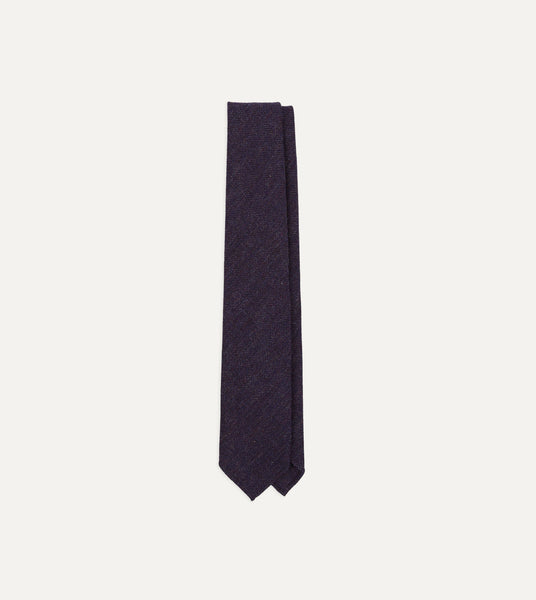 Purple Herringbone Shetland Wool Hand Rolled Tie – Drakes US