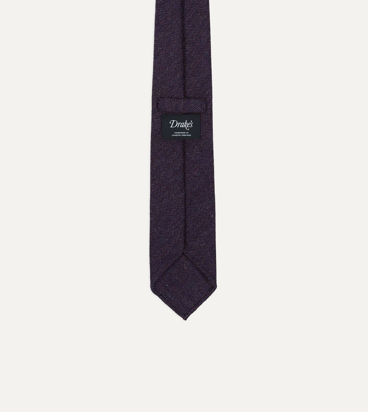 Purple Herringbone Shetland Wool Hand Rolled Tie