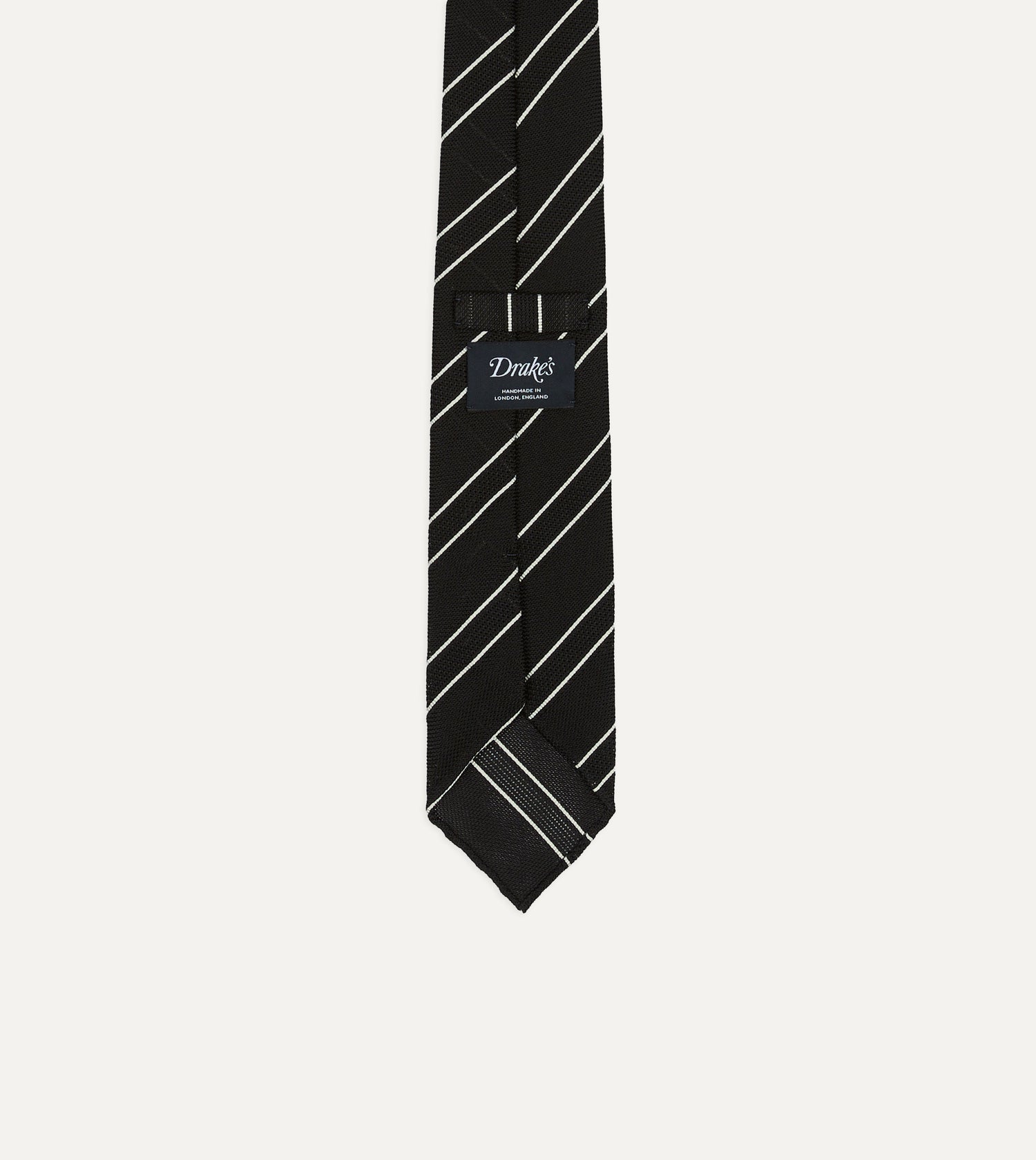 Black and White Sandwich Stripe Hand Rolled Silk Grenadine Tie
