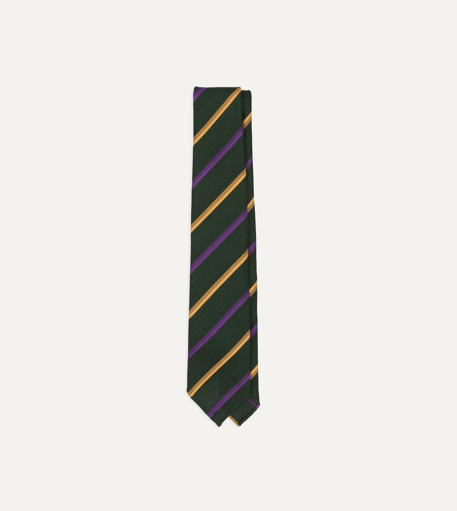 Green, Yellow and Purple Multi Stripe Hand Rolled Silk Grenadine Tie