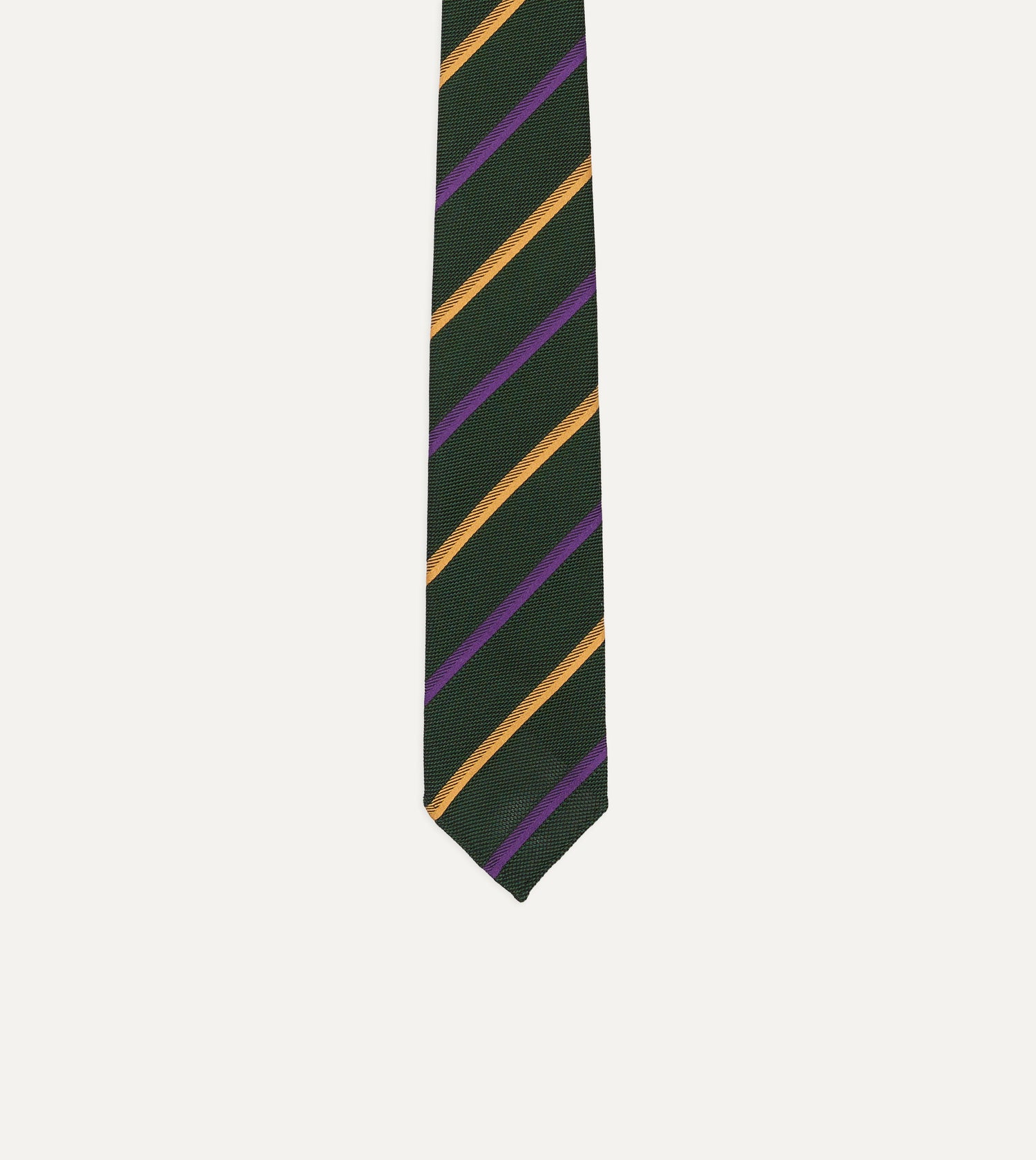 Green, Yellow and Purple Multi Stripe Hand Rolled Silk Grenadine Tie