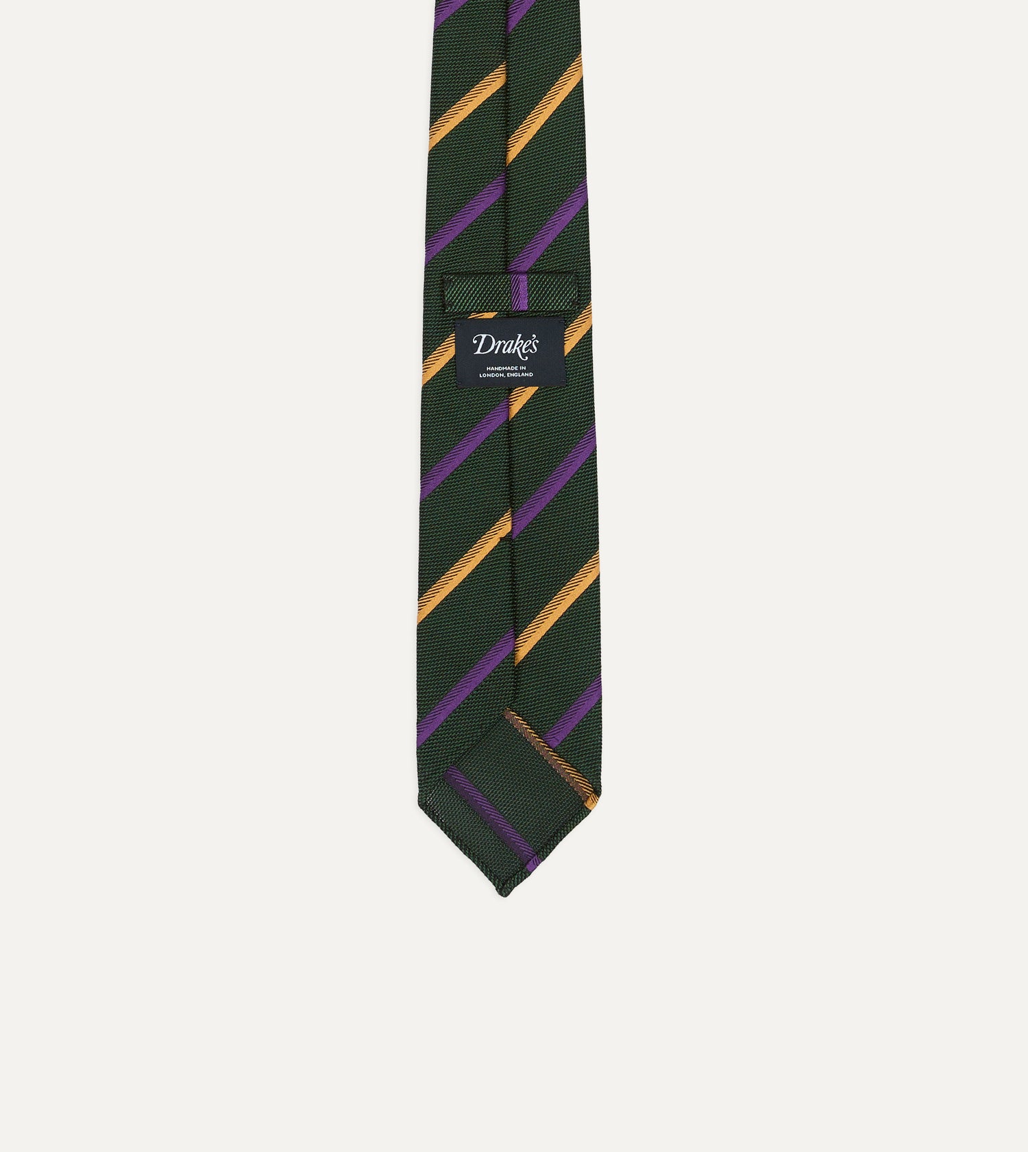 Green, Yellow and Purple Multi Stripe Hand Rolled Silk Grenadine Tie