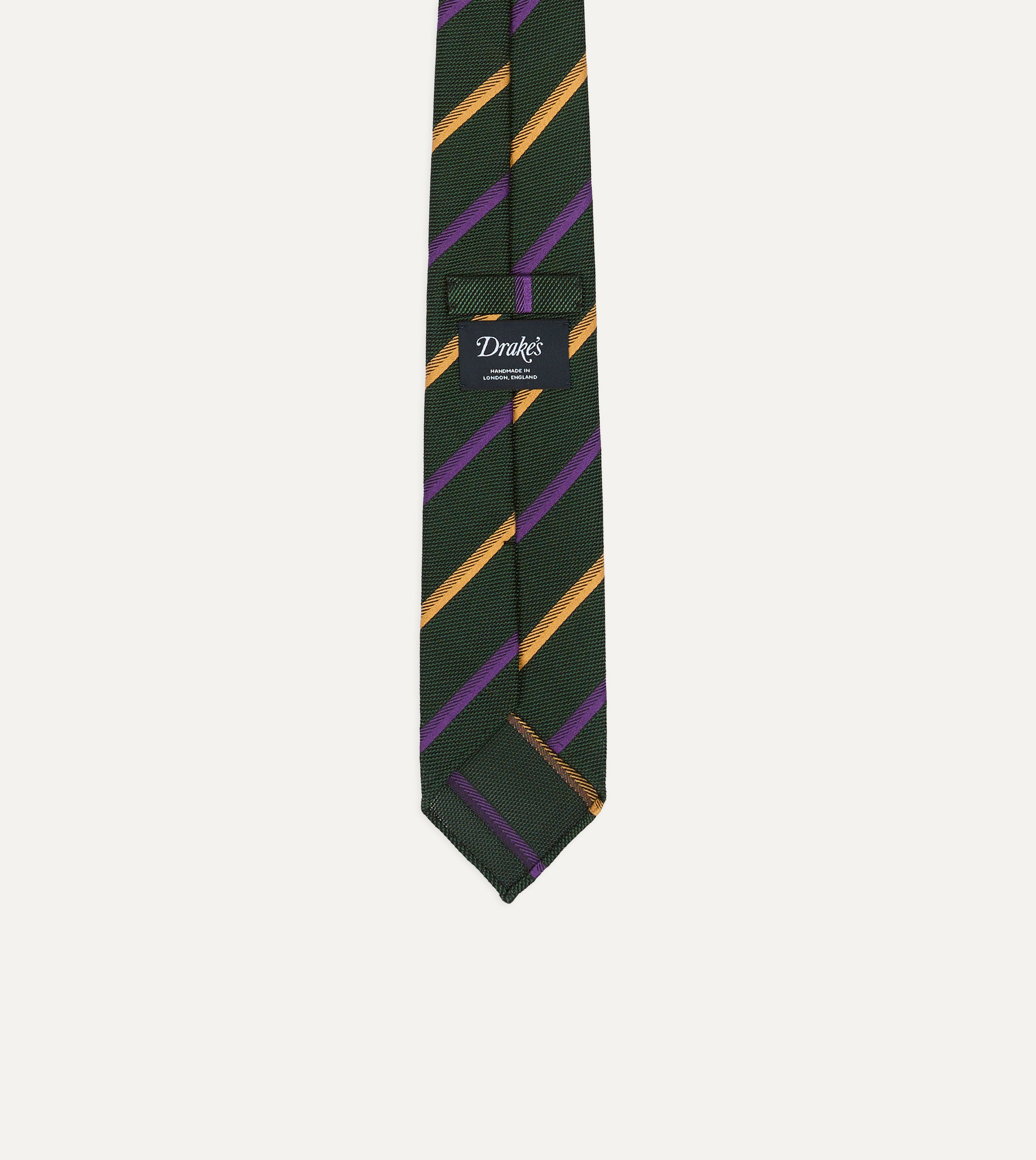Green, Yellow and Purple Multi Stripe Hand Rolled Silk Grenadine Tie