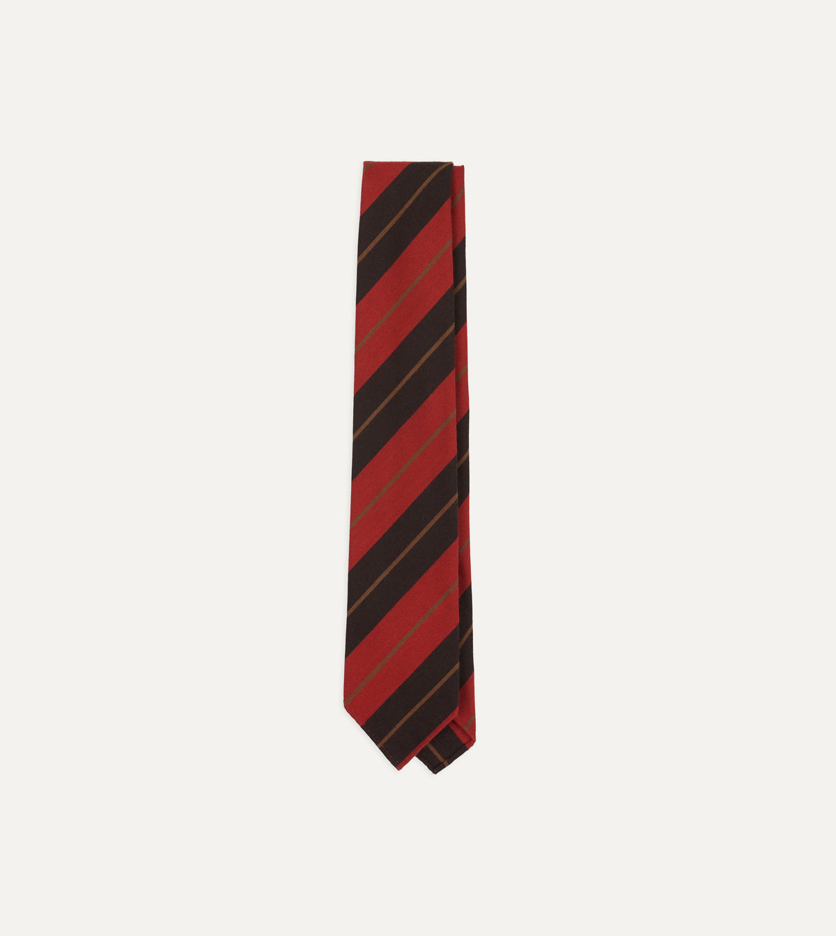 Red and Navy Multi Stripe Hand Rolled Cashmere Tie