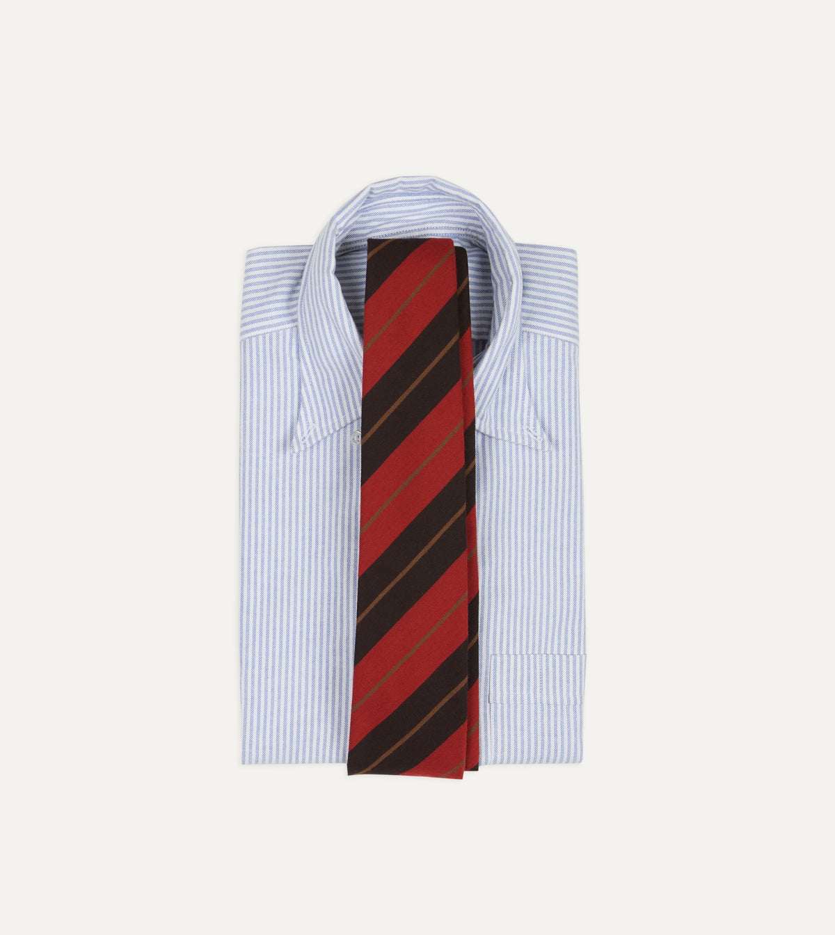 Red and Navy Multi Stripe Hand Rolled Cashmere Tie