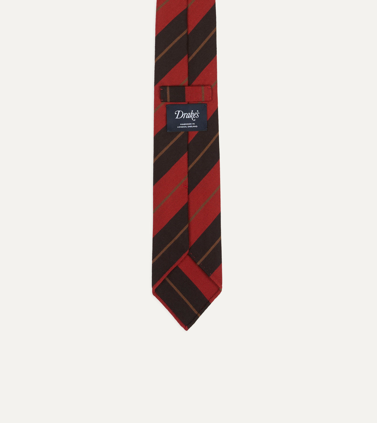 Red and Navy Multi Stripe Hand Rolled Cashmere Tie