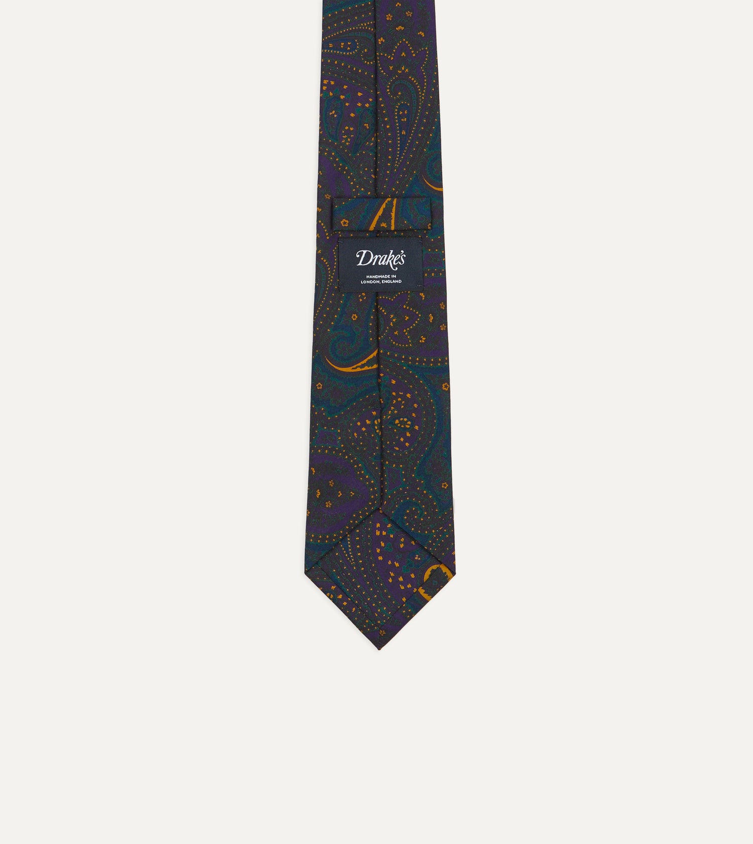 Teal and Purple Large Paisley Print Madder Silk Self Tipped Tie