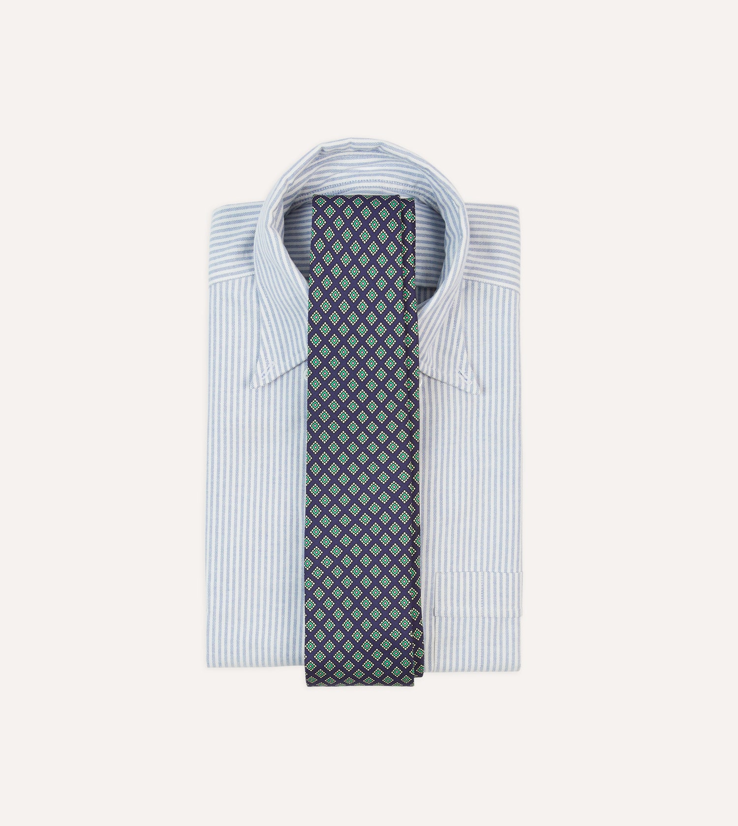 Navy Square Medallion Self-Tipped Silk Tie