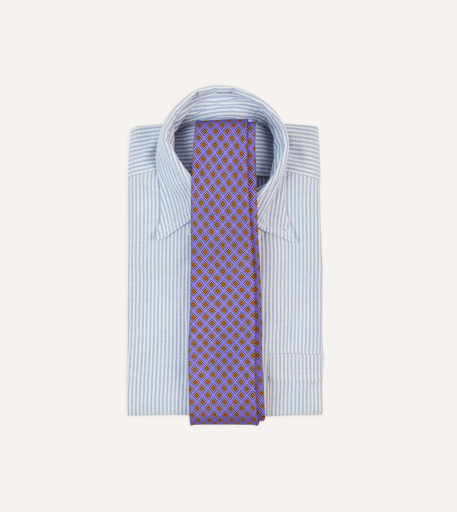 Purple Square Medallion Self-Tipped Silk Tie