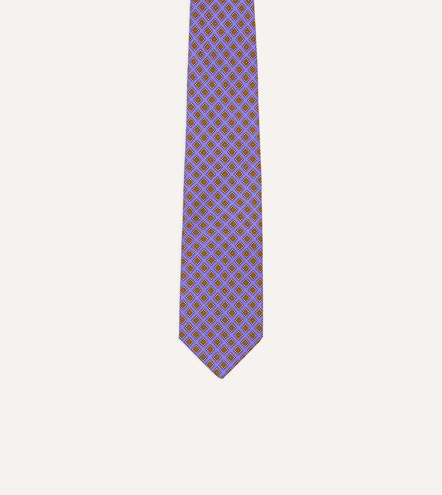 Purple Square Medallion Self-Tipped Silk Tie