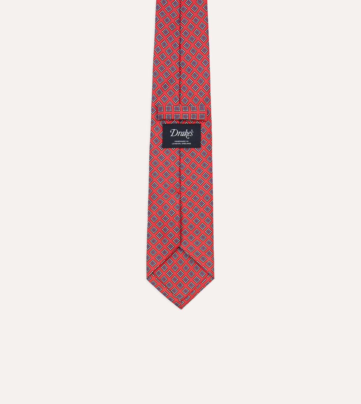 Magenta Square Medallion Self-Tipped Silk Tie