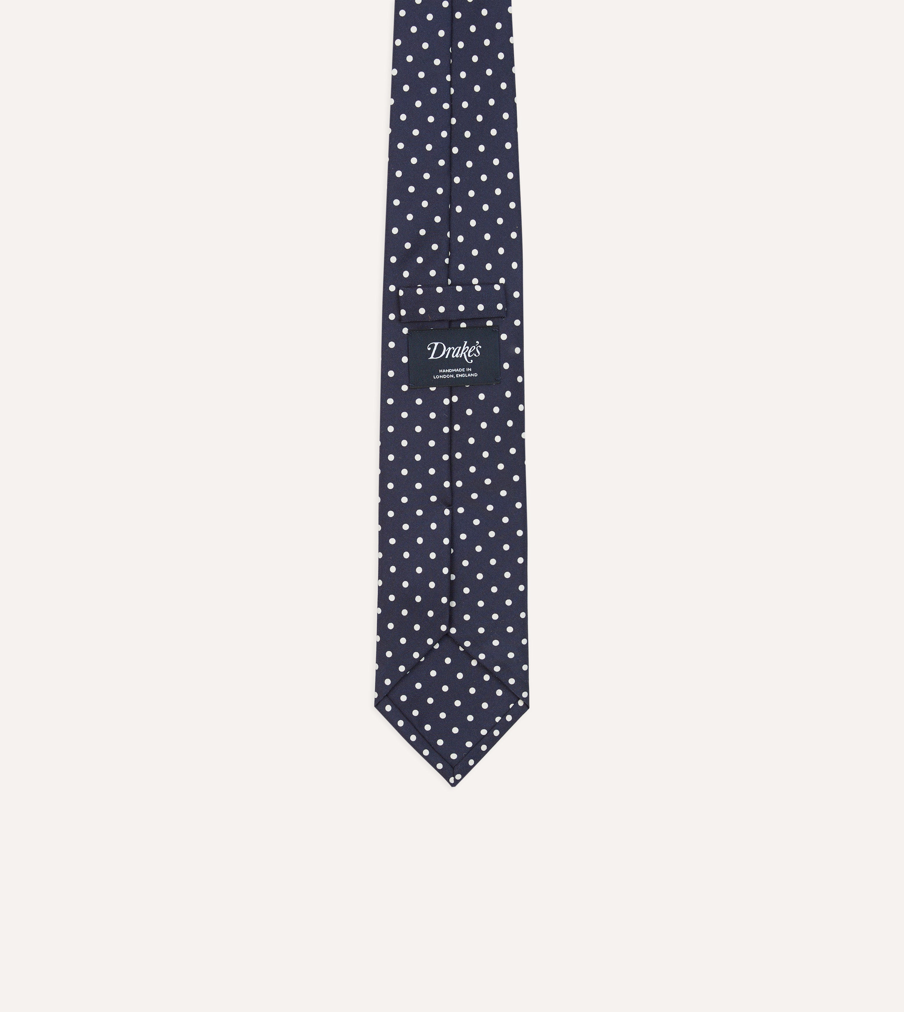 Navy Polka Dot Silk Self-Tipped Tie