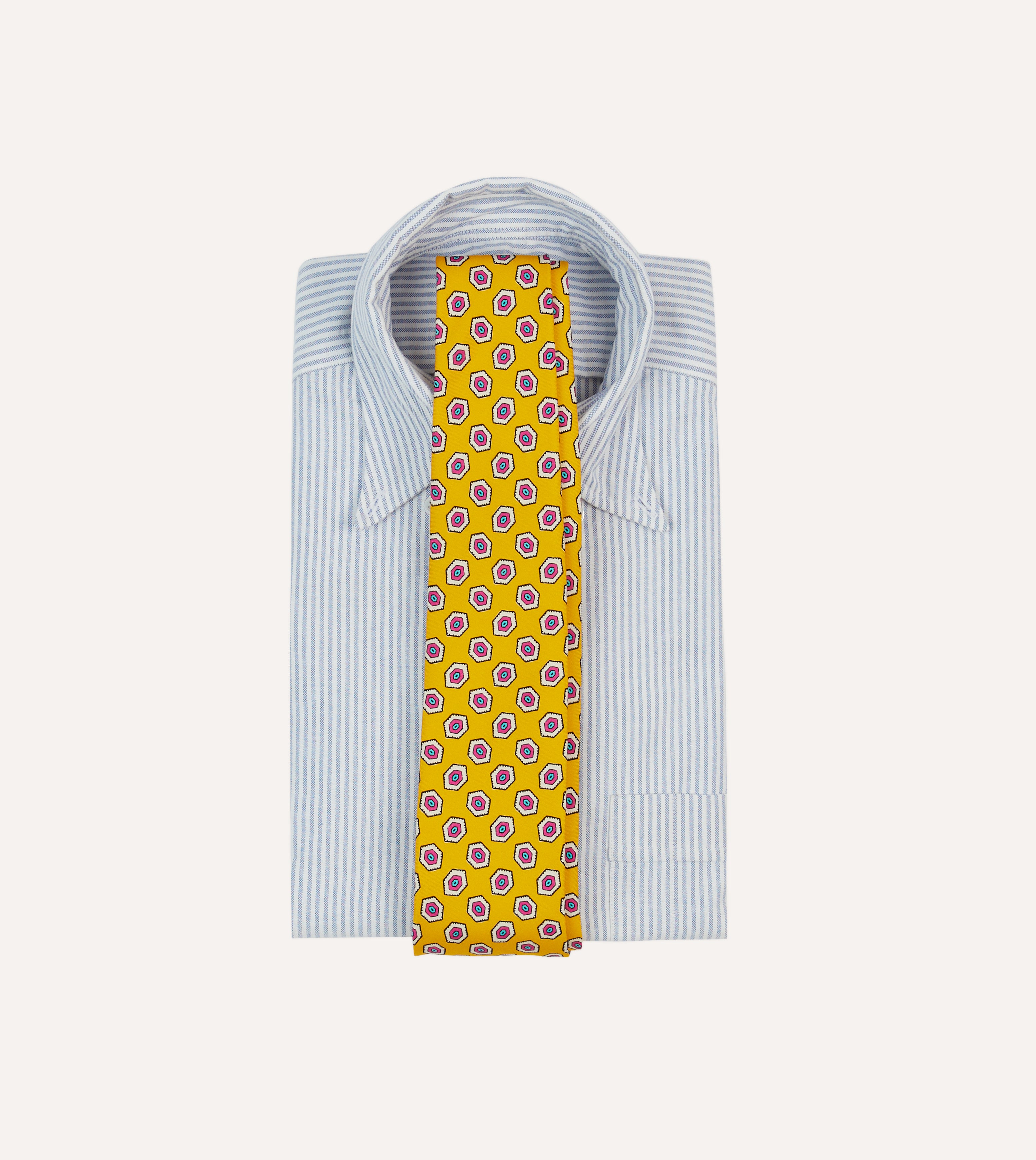 Yellow Hexagon Tile Print Silk Self-Tipped Tie – Drakes US