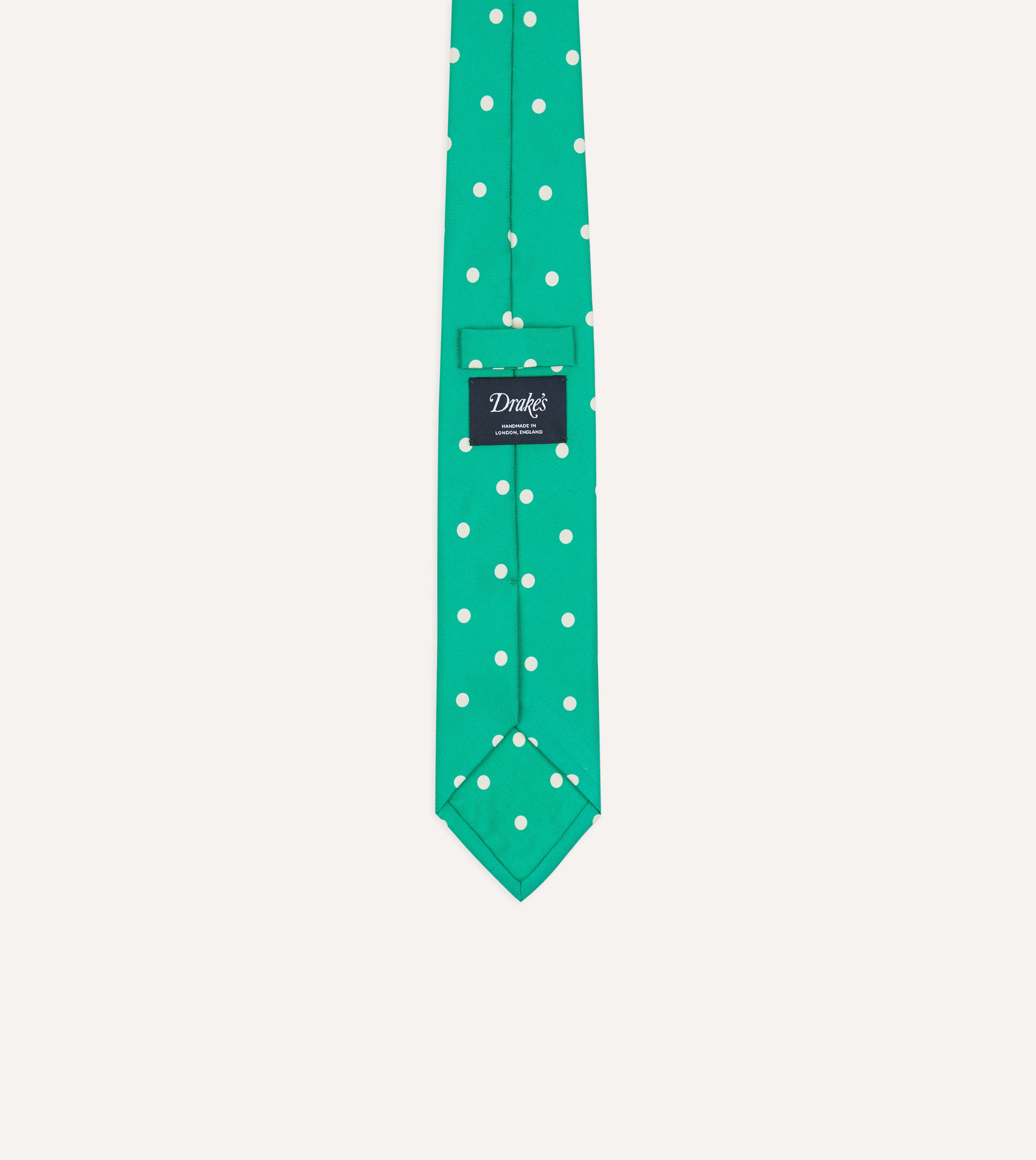 Green Polka Dot Silk Self-Tipped Tie
