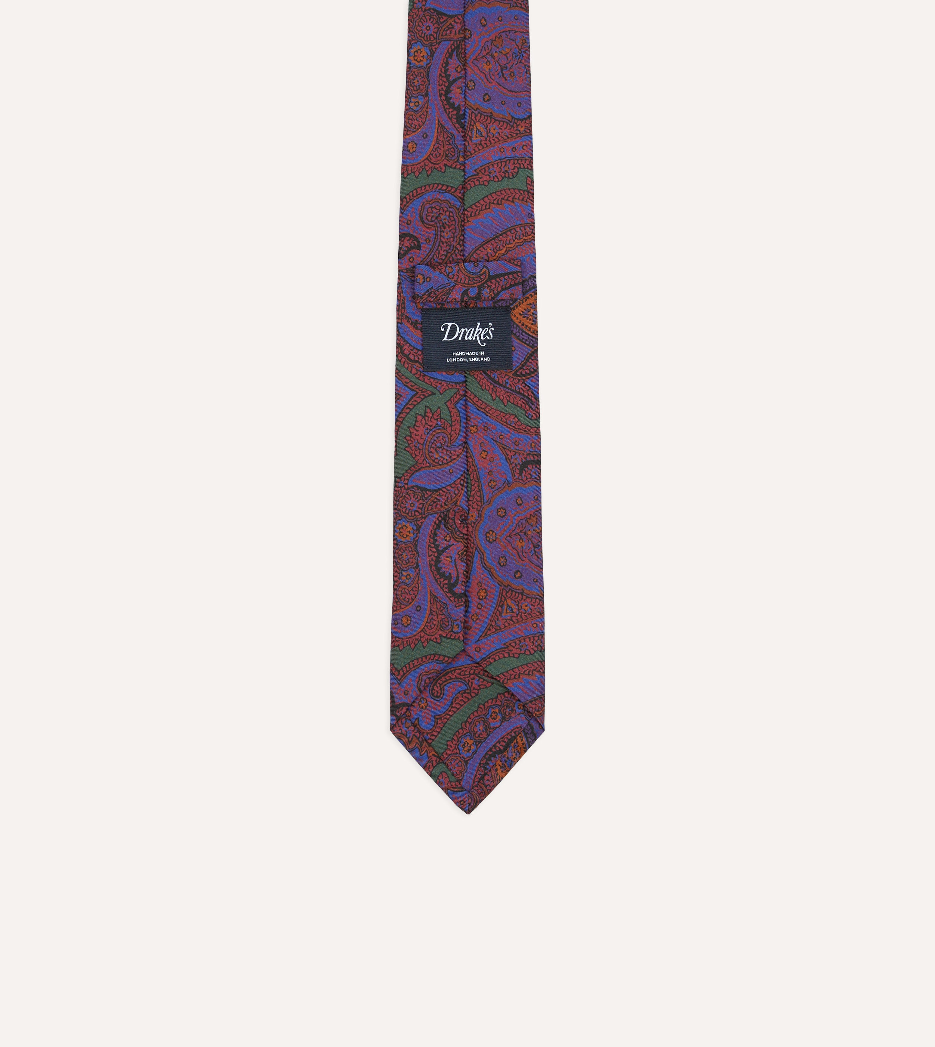 Purple Acanthus Print Silk Self Tipped Tie