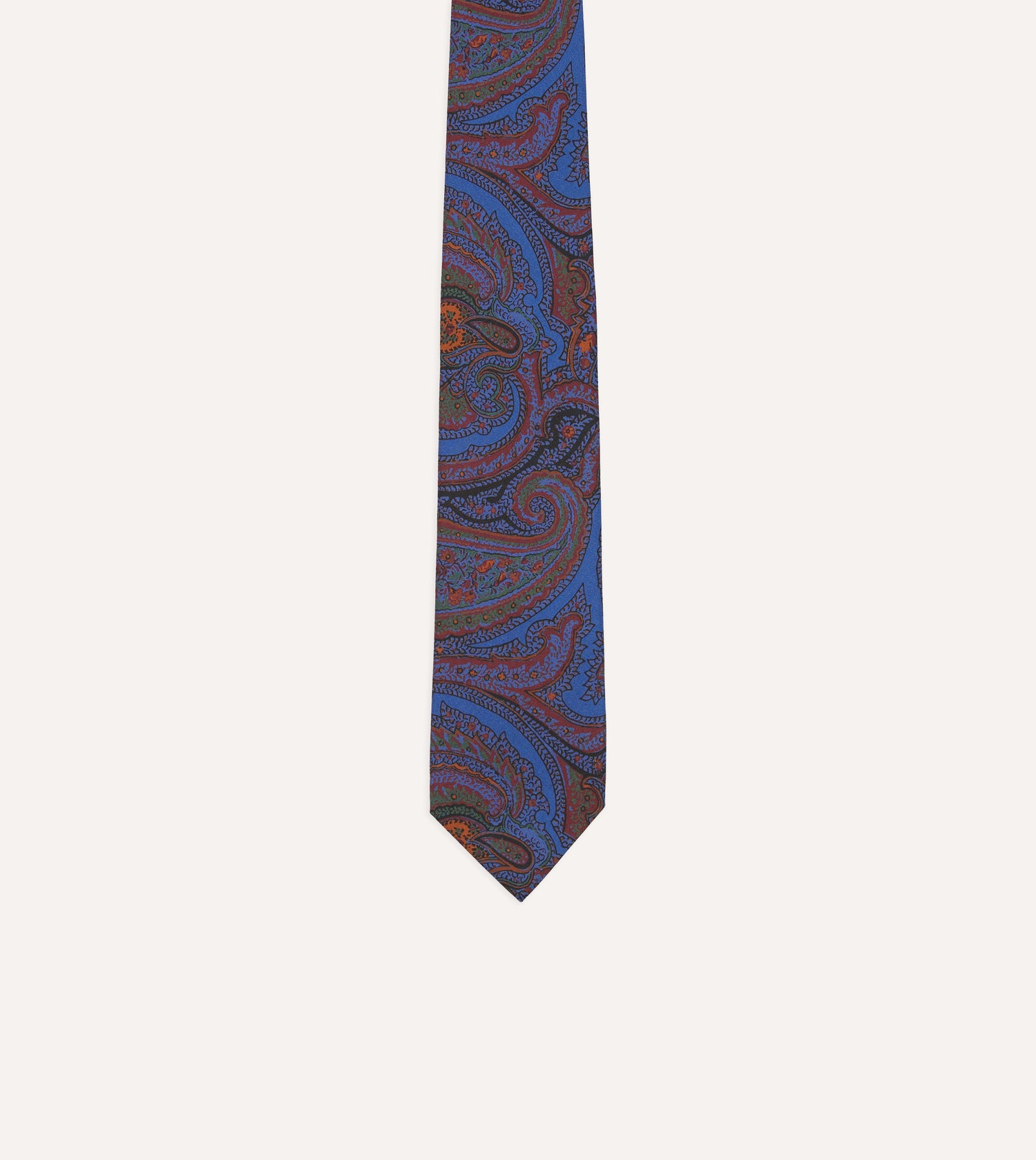 Blue Acanthus Print Silk Self Tipped Tie