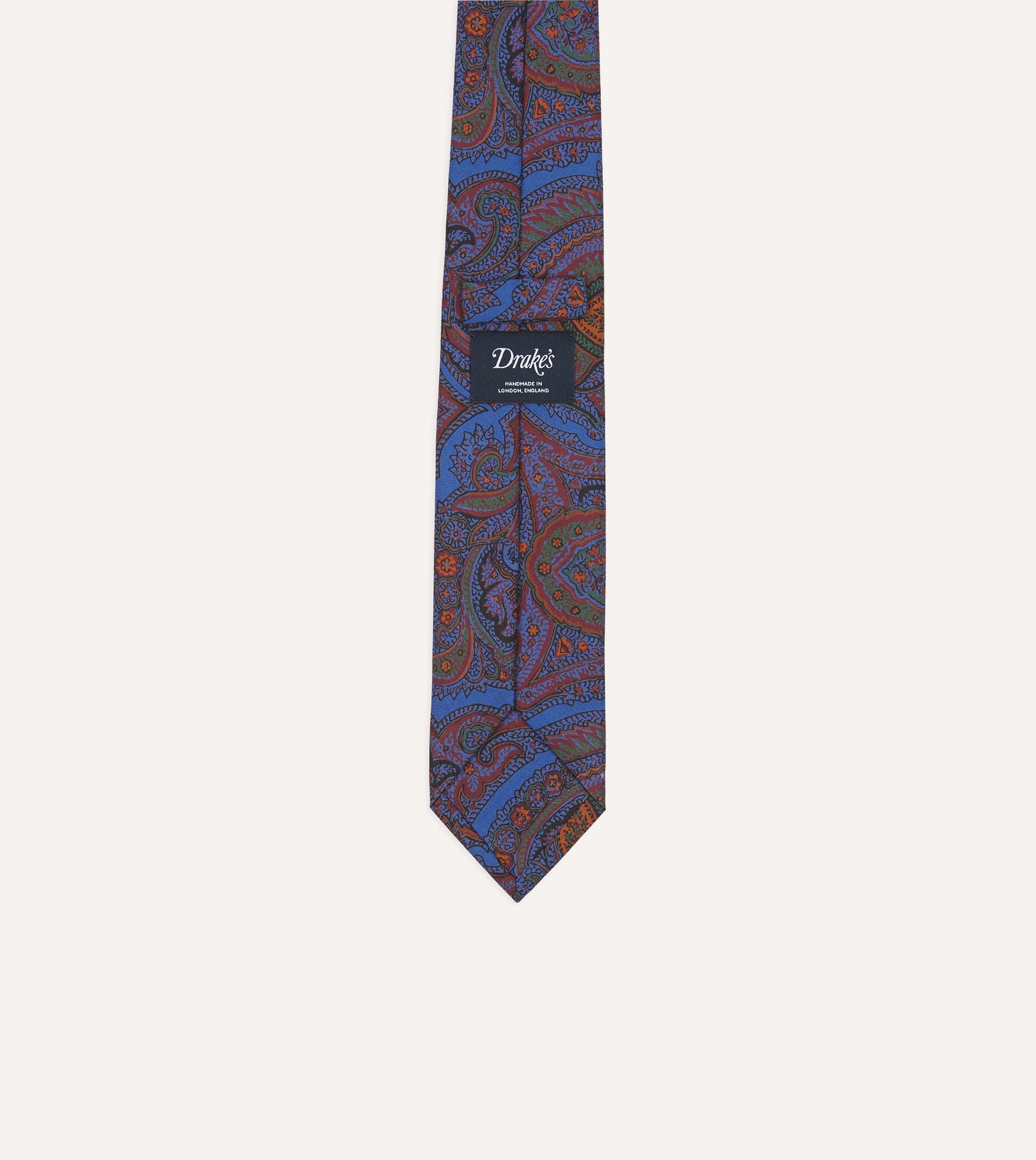 Blue Acanthus Print Silk Self Tipped Tie