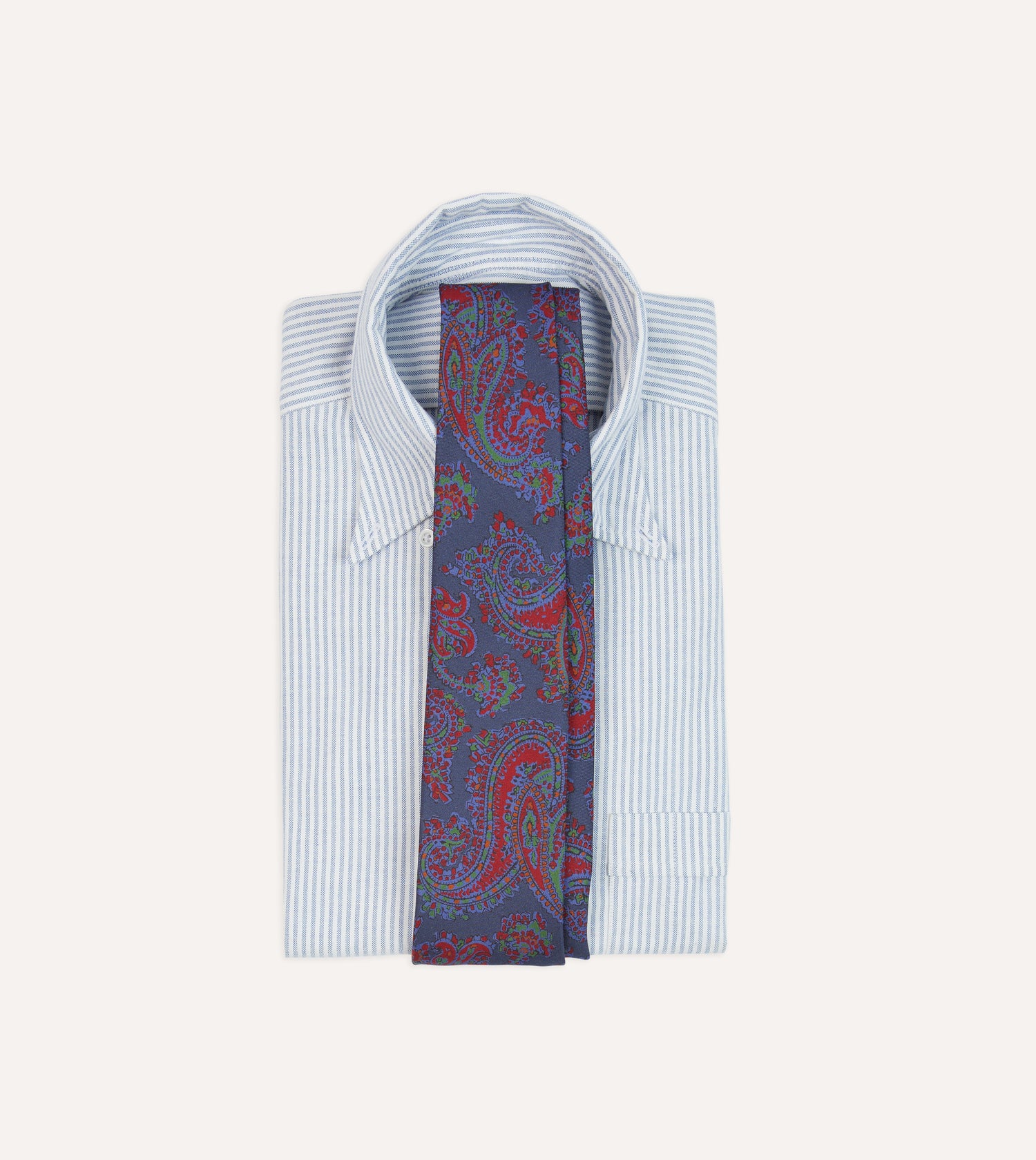 Navy Paisley Print Silk Self Tipped Tie