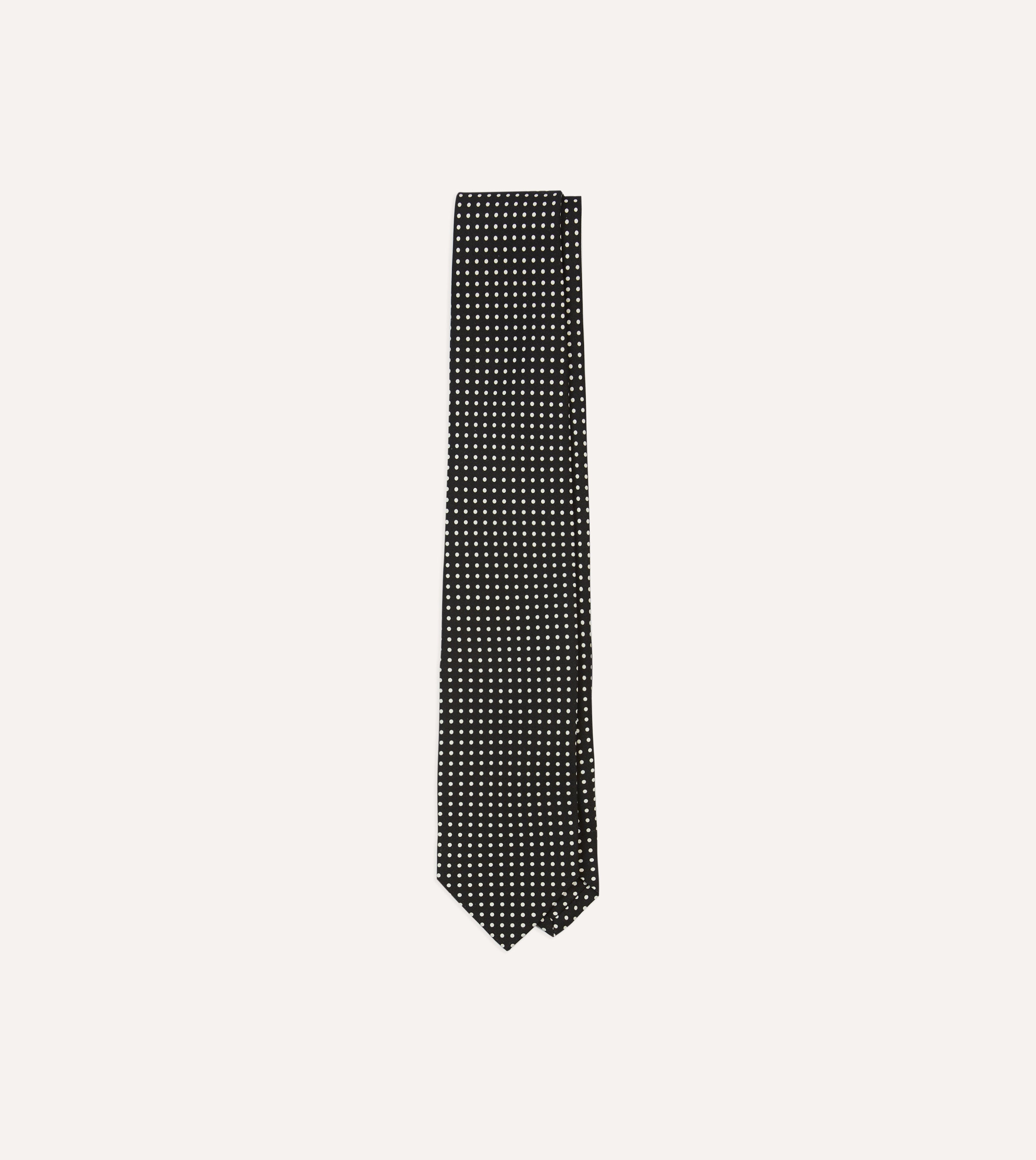 Black Small Spot Silk Self-Tipped Tie