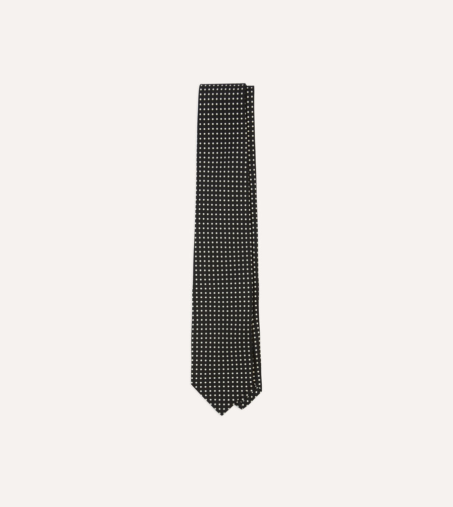 Black Small Spot Silk Self-Tipped Tie