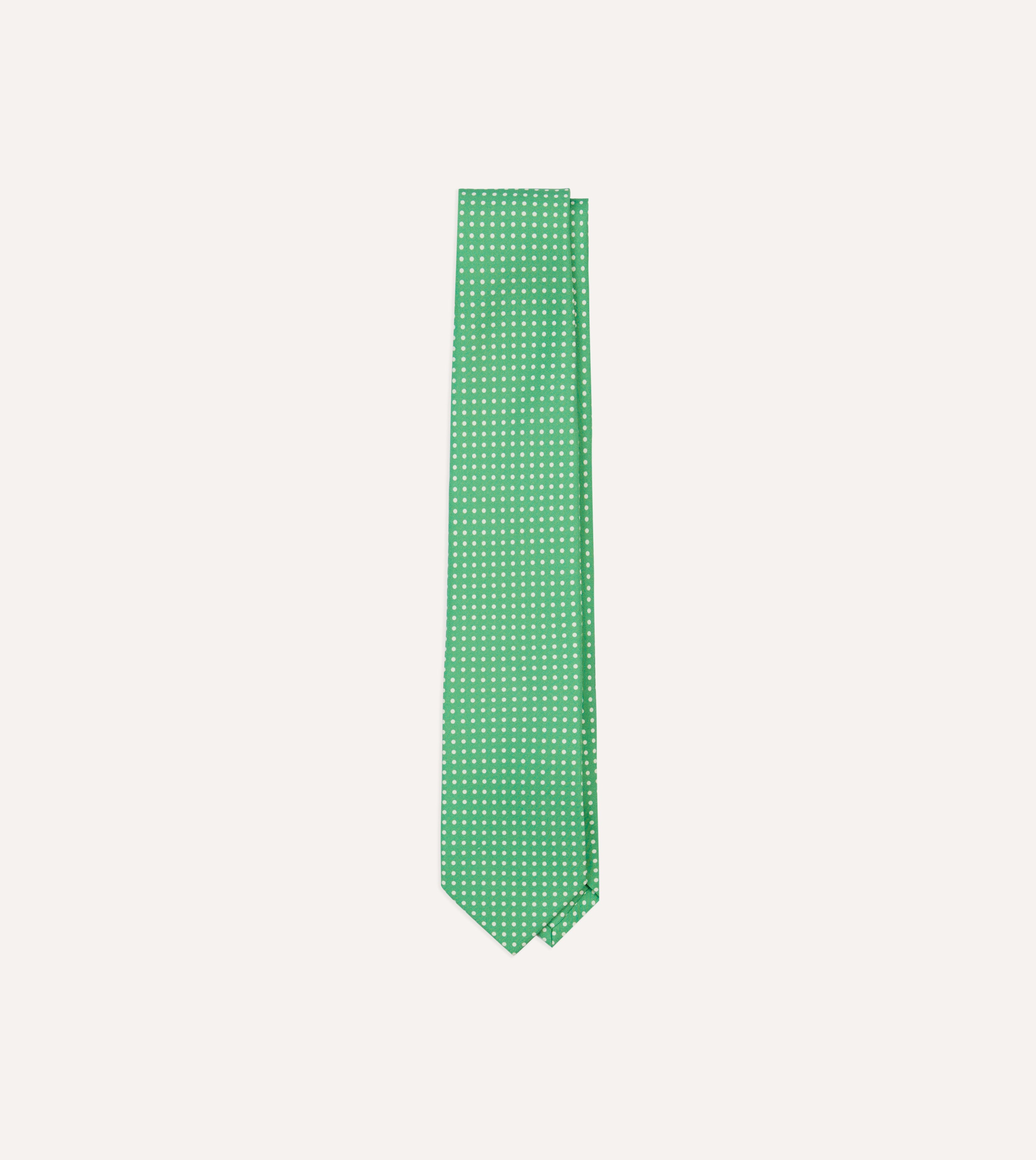 Green Small Spot Silk Self-Tipped Tie
