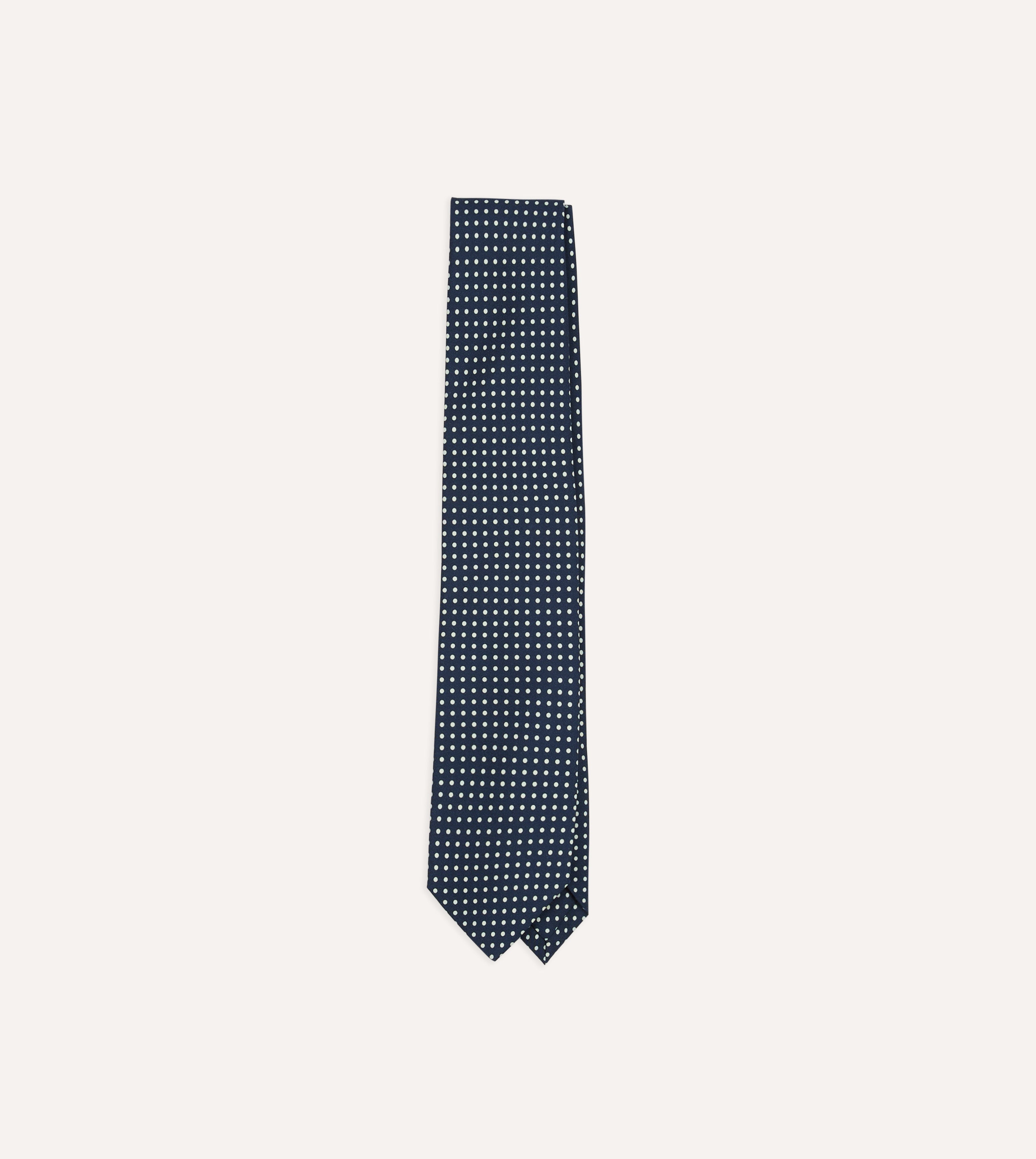 Navy Small Spot Silk Self-Tipped Tie
