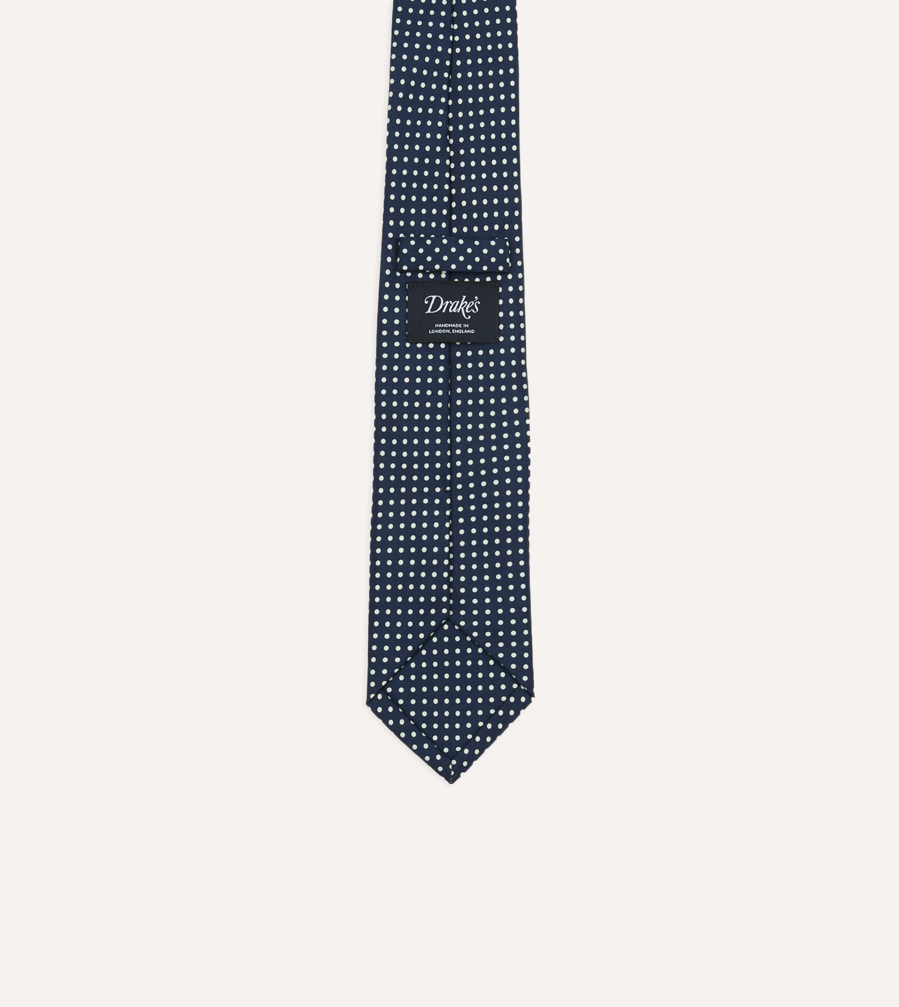 Navy Small Spot Silk Self-Tipped Tie