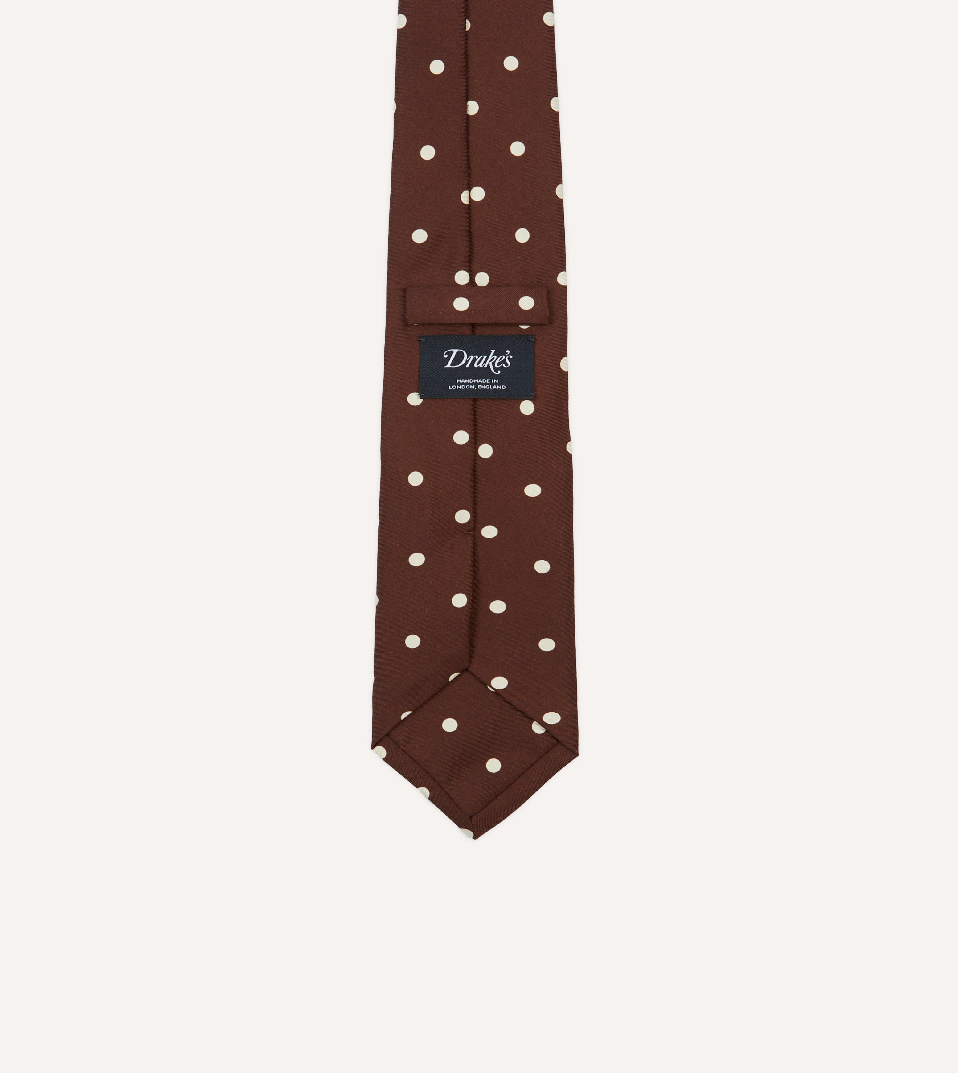Brown Large Spot Silk Self-Tipped Tie