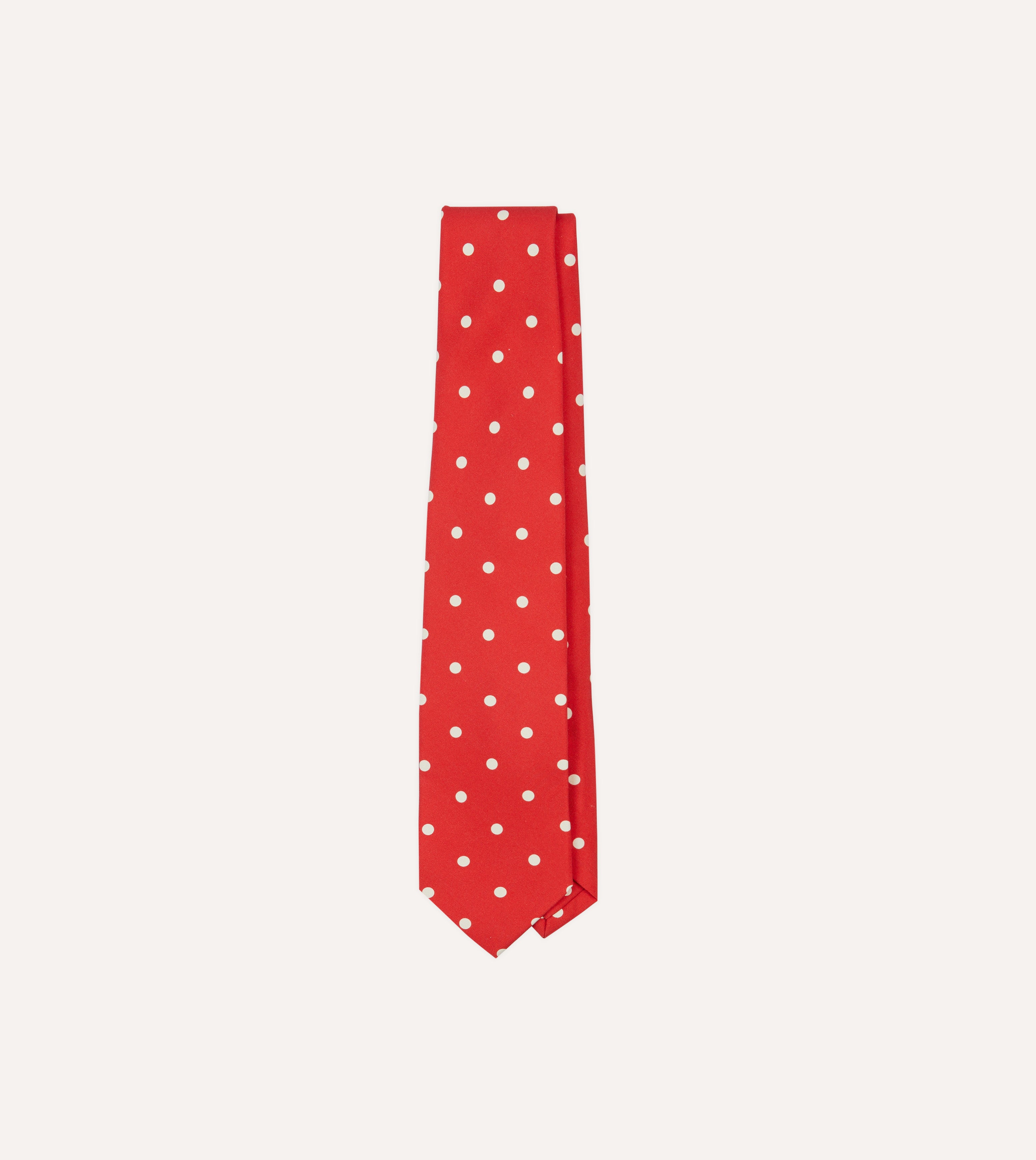Red Large Spot Silk Self-Tipped Tie