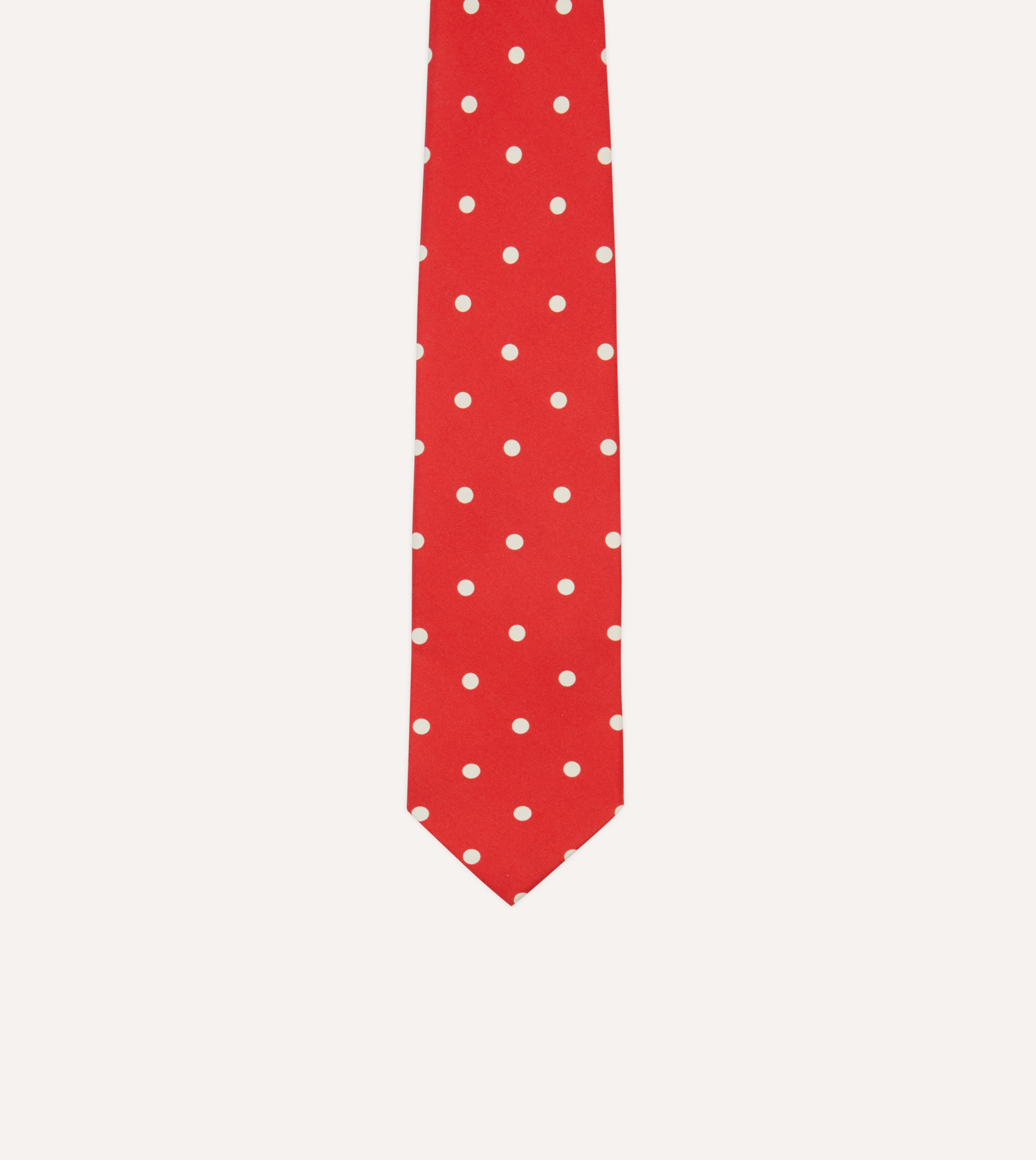 Red Large Spot Silk Self-Tipped Tie