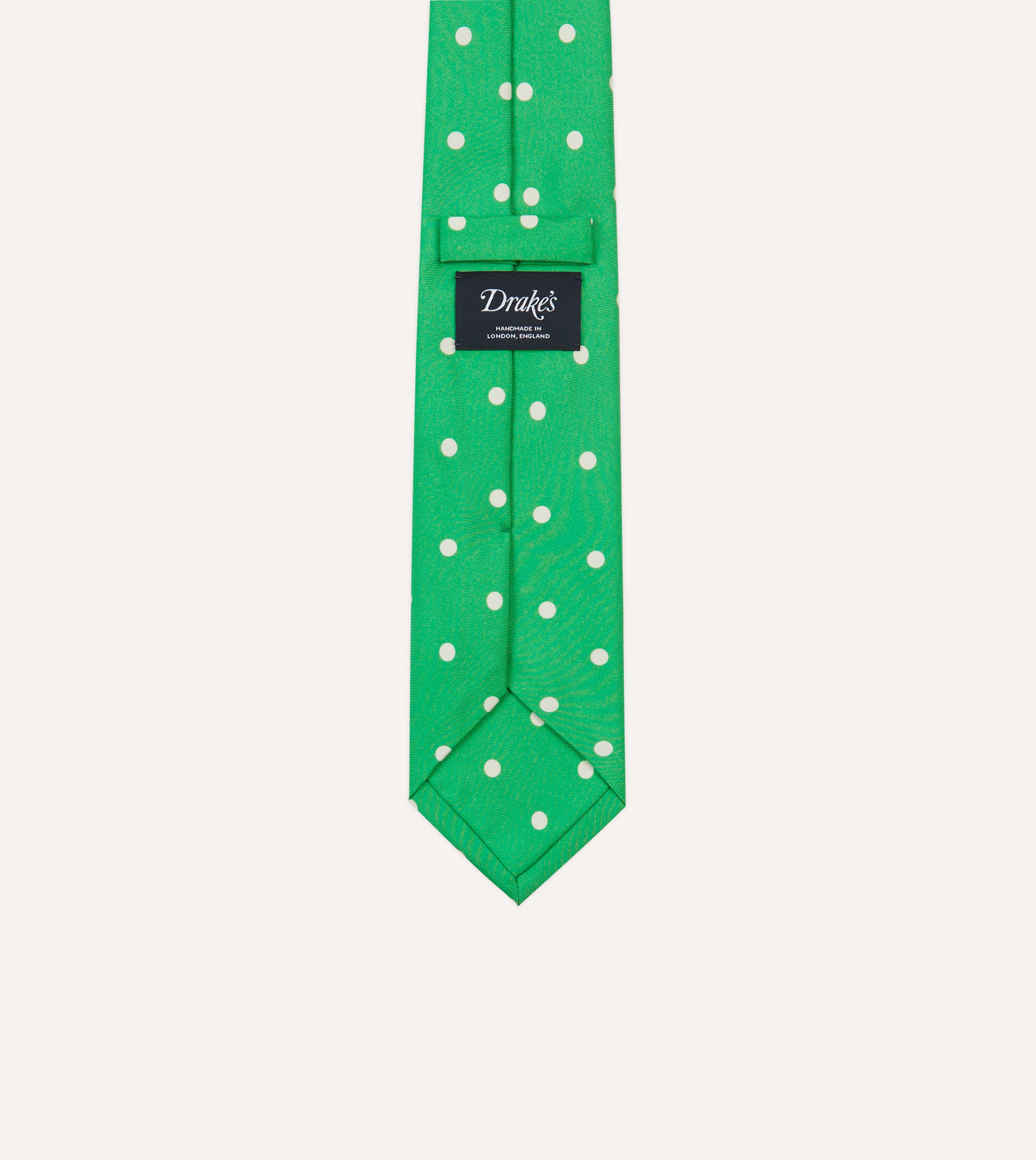 Green Large Spot Silk Self-Tipped Tie