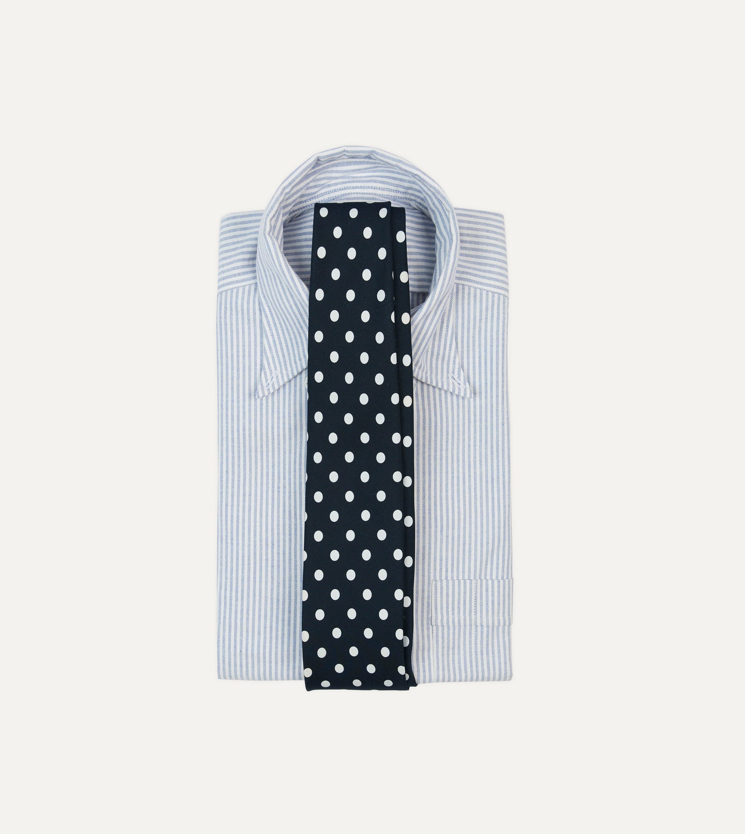 Navy Small Spot Crepe de Chine Silk Self-Tipped Tie