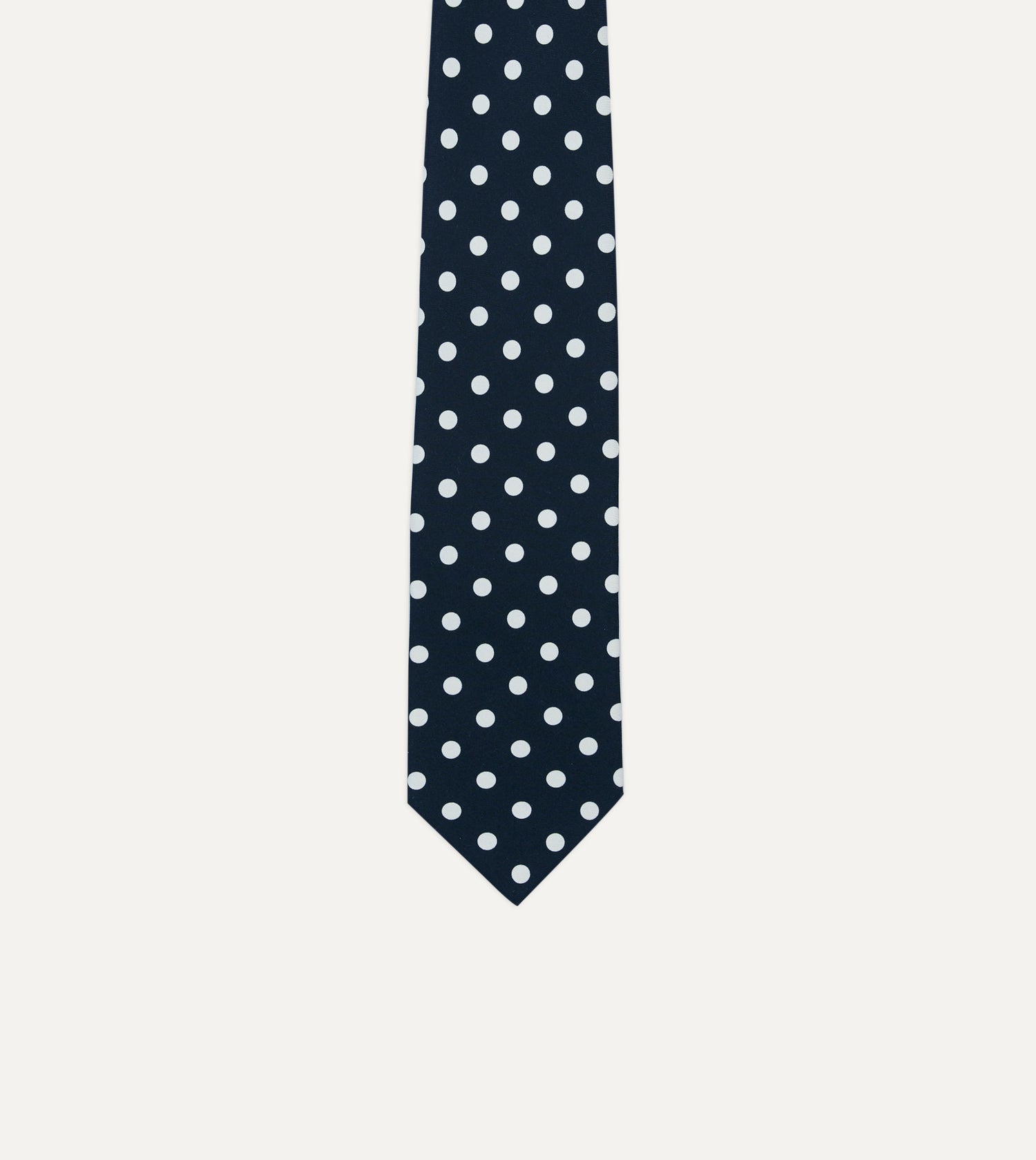 Navy Small Spot Crepe de Chine Silk Self-Tipped Tie