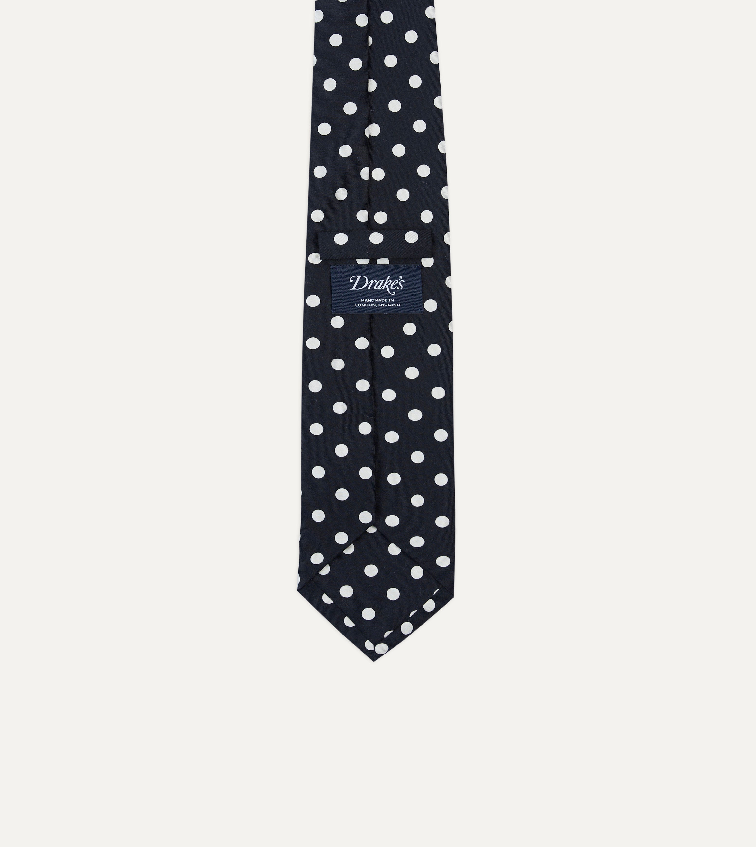 Navy Small Spot Crepe de Chine Silk Self-Tipped Tie