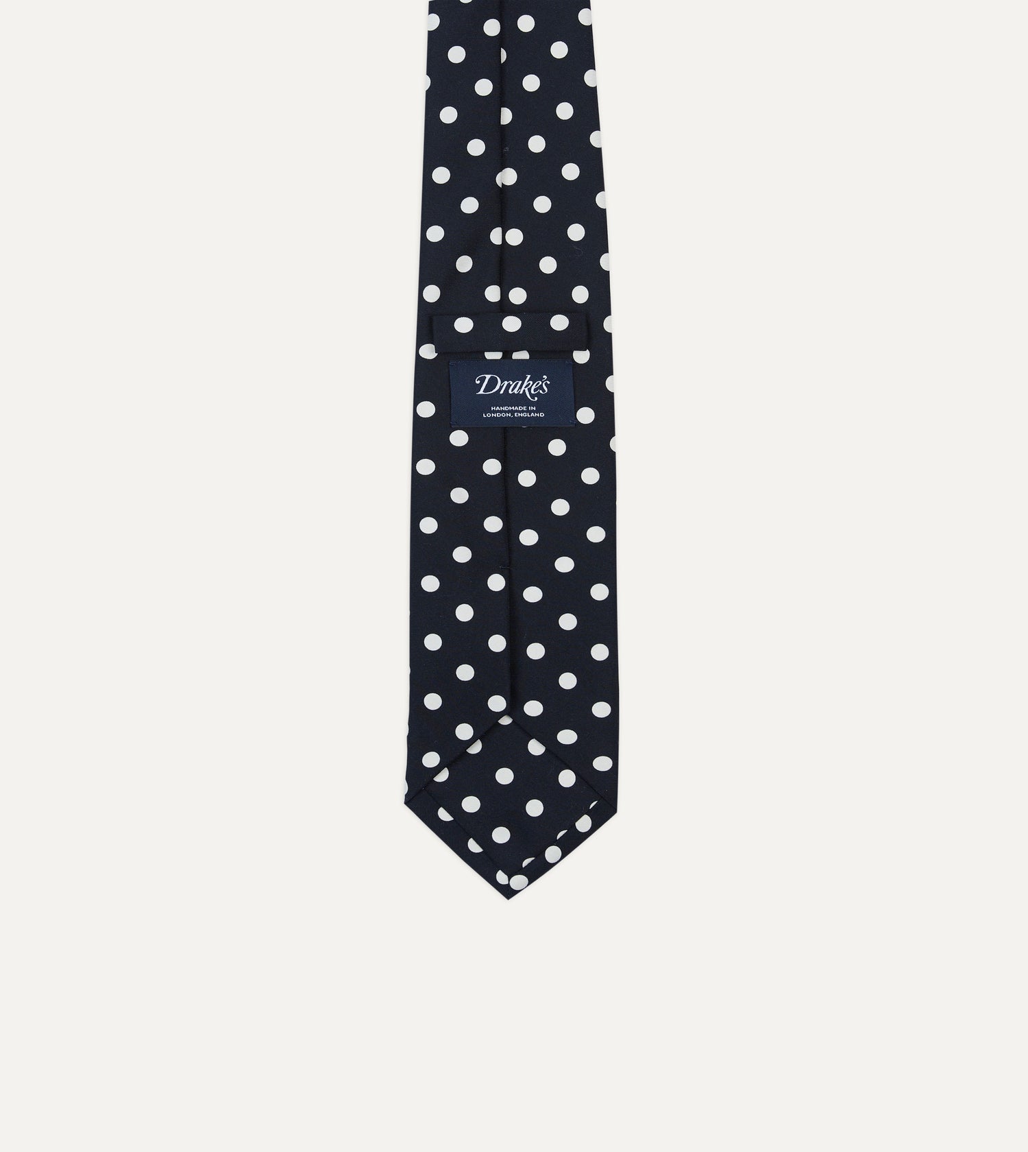 Navy Small Spot Crepe de Chine Silk Self-Tipped Tie
