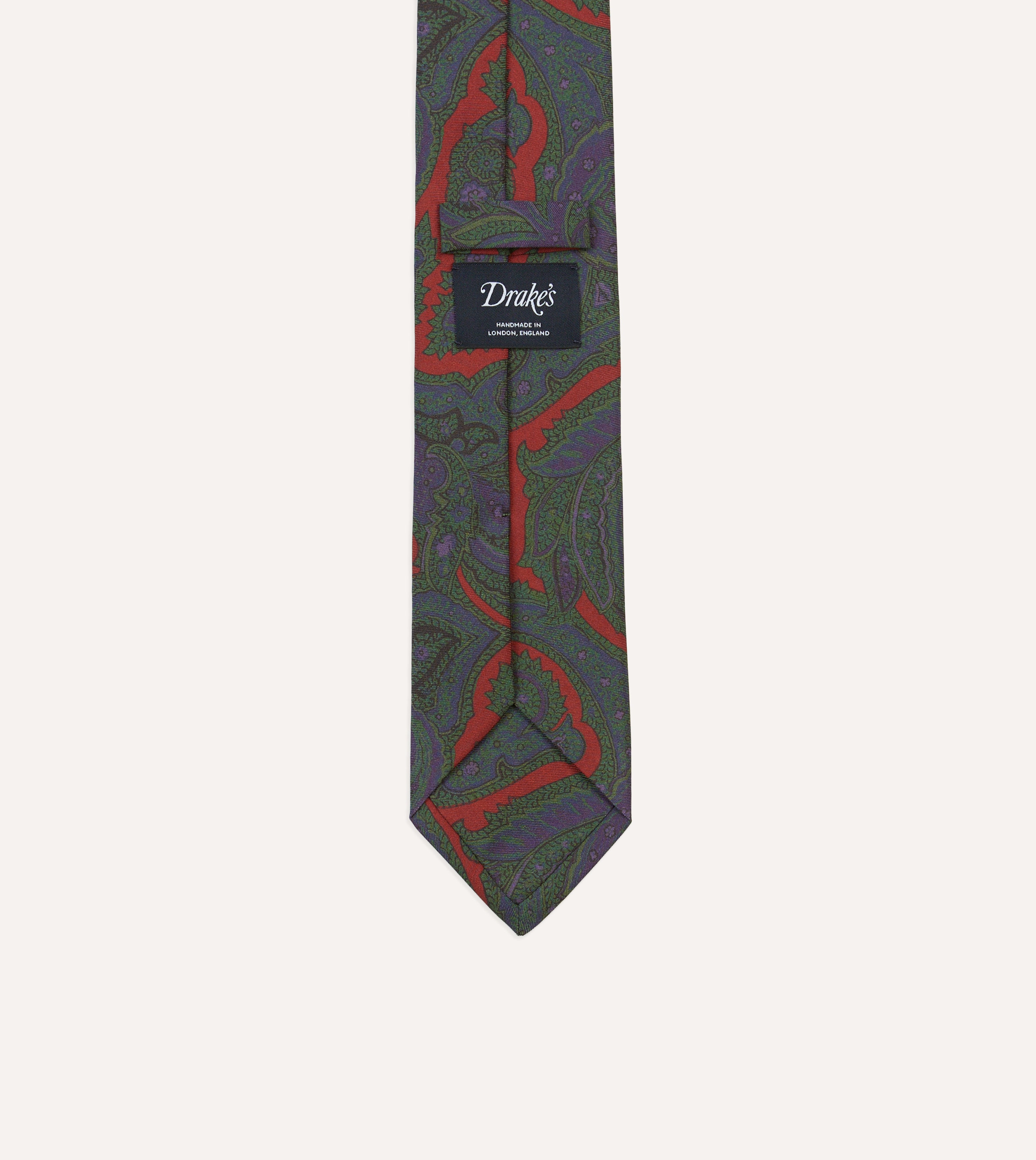 Rust Large Paisley Print Madder Silk Self-Tipped Tie