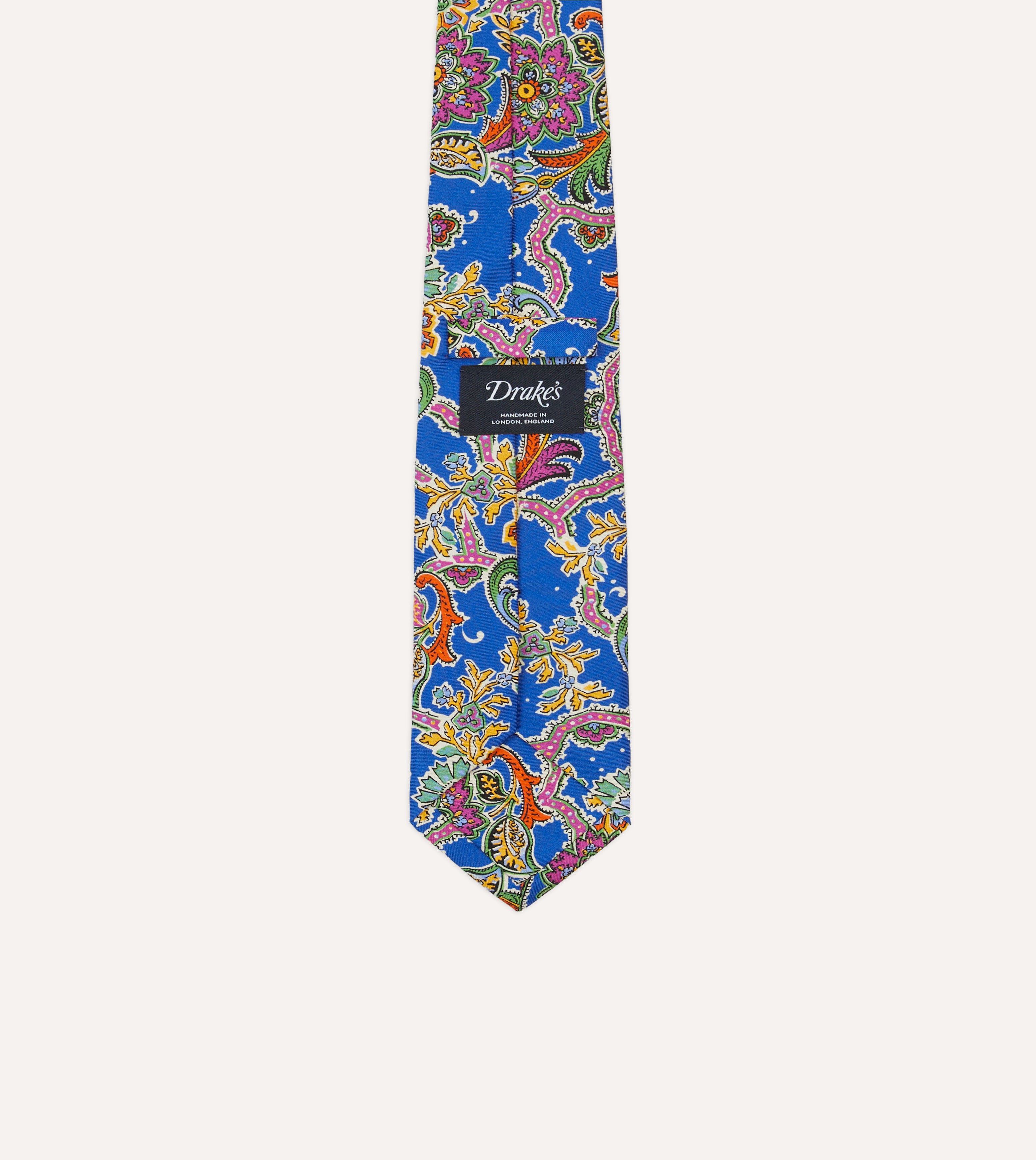 Blue Large Paisley Silk Self-Tipped Tie