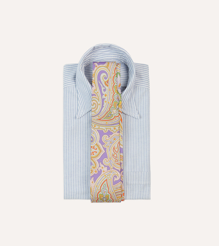 Lilac Large Paisley Silk Self-Tipped Tie