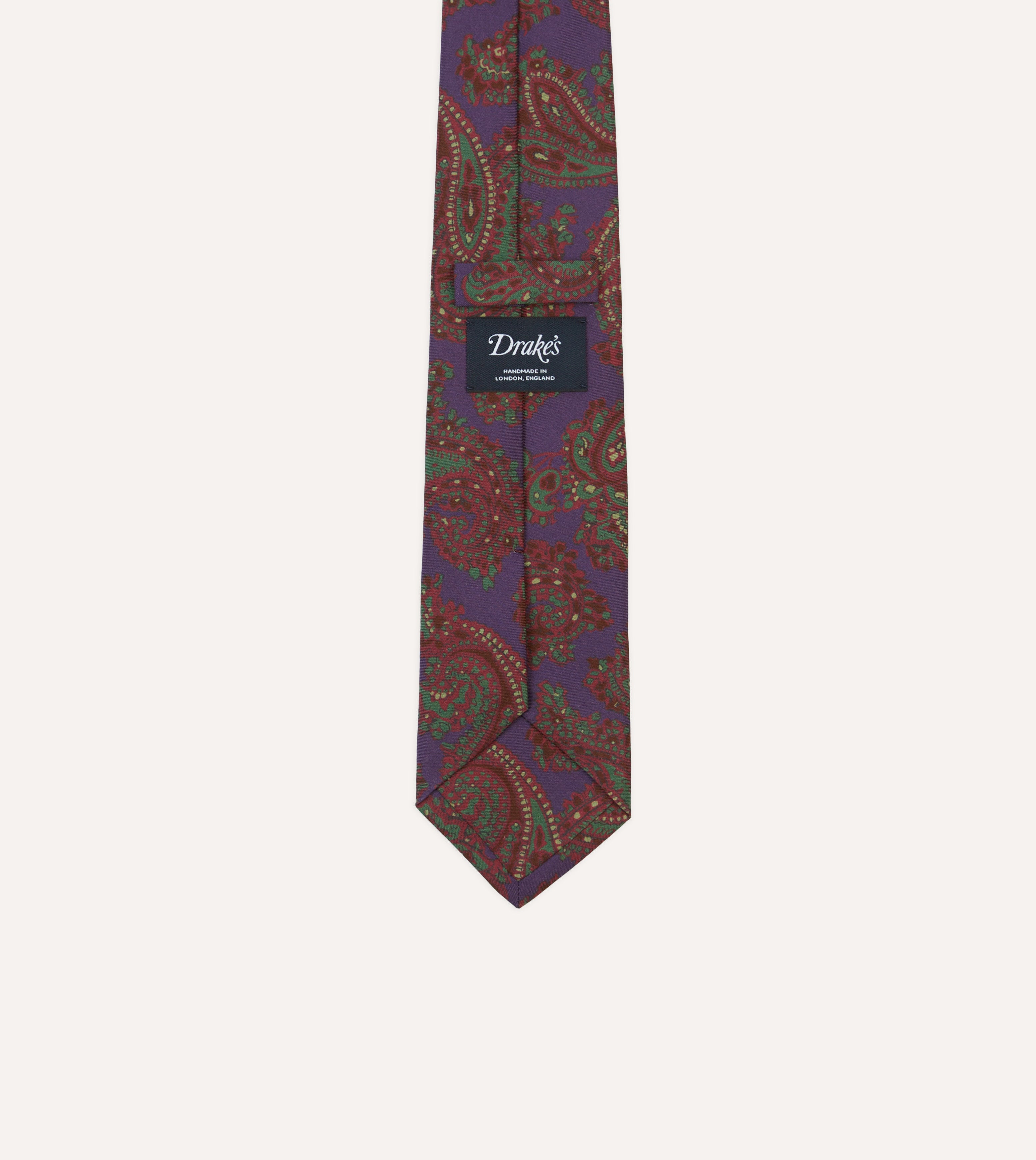 Purple Large Paisley Print Madder Silk Self-Tipped Tie
