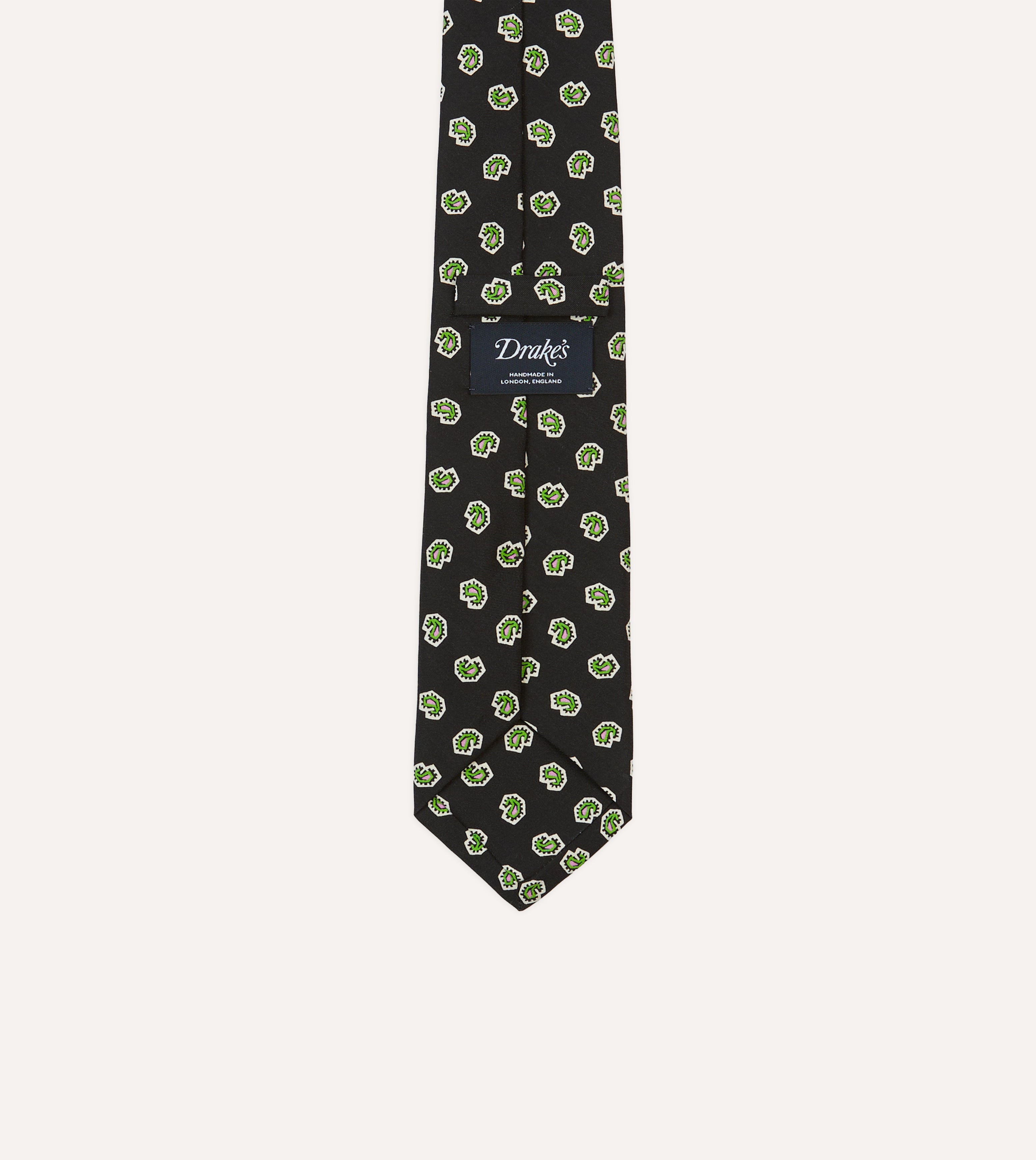 Dark Navy Mini Paisley Silk Self-Tipped Tie