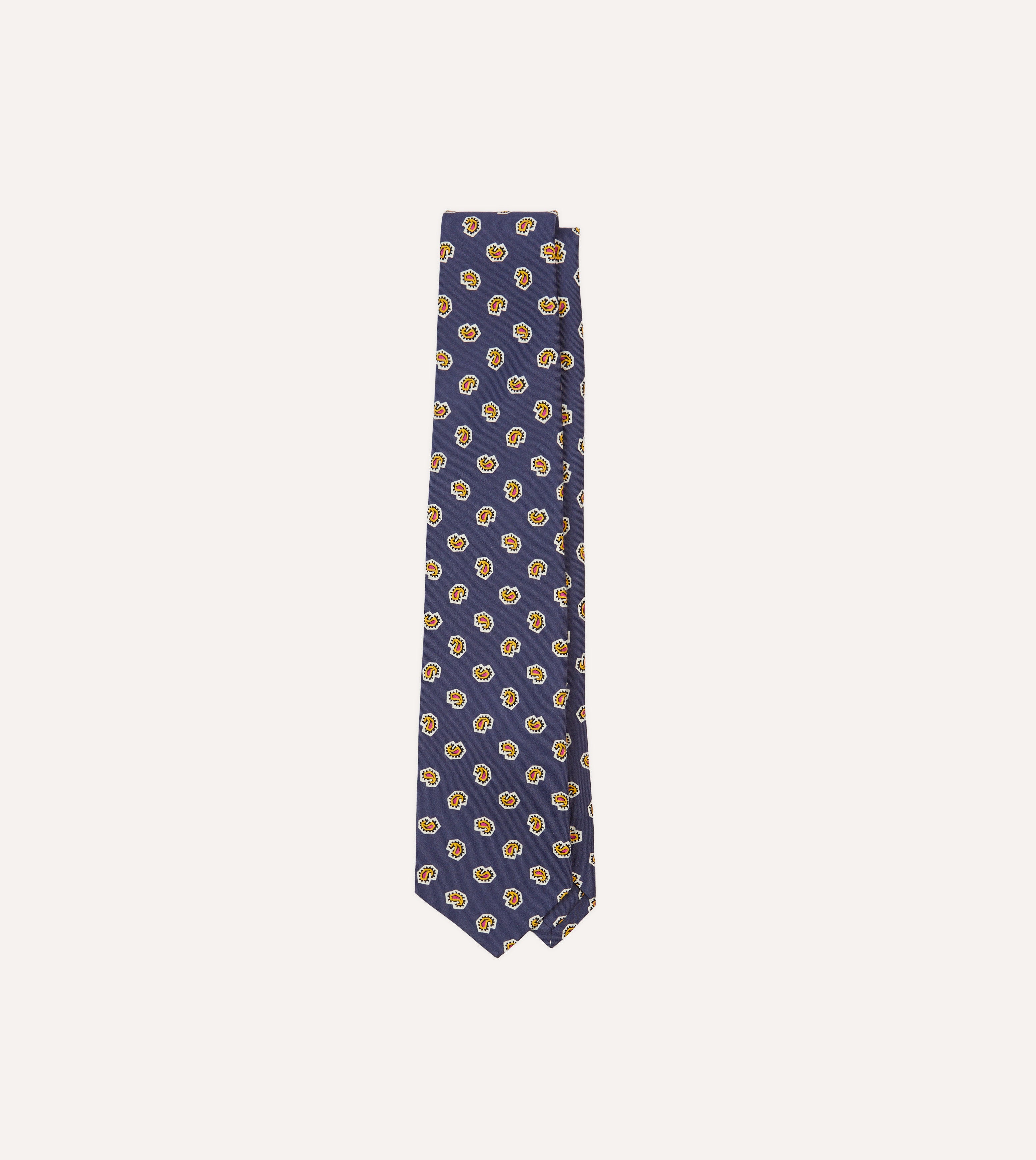 Light Navy Mini Paisley Silk Self-Tipped Tie