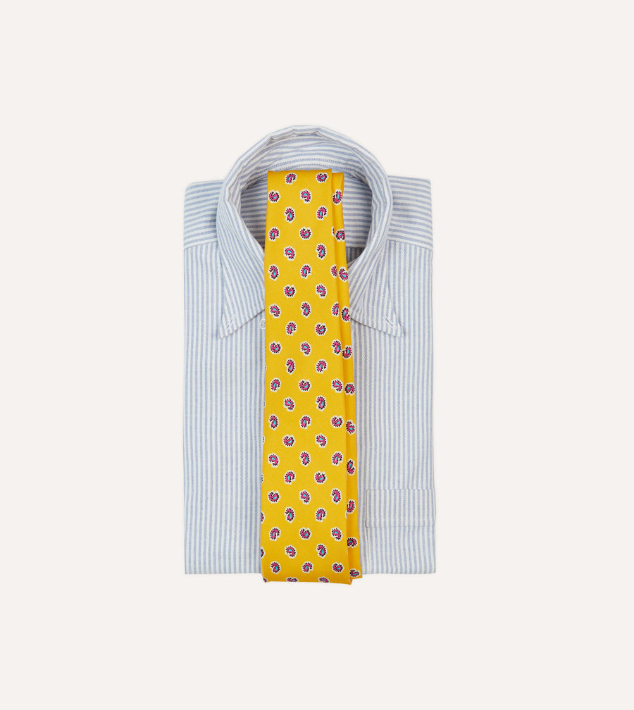 Yellow Mini Paisley Silk Self-Tipped Tie
