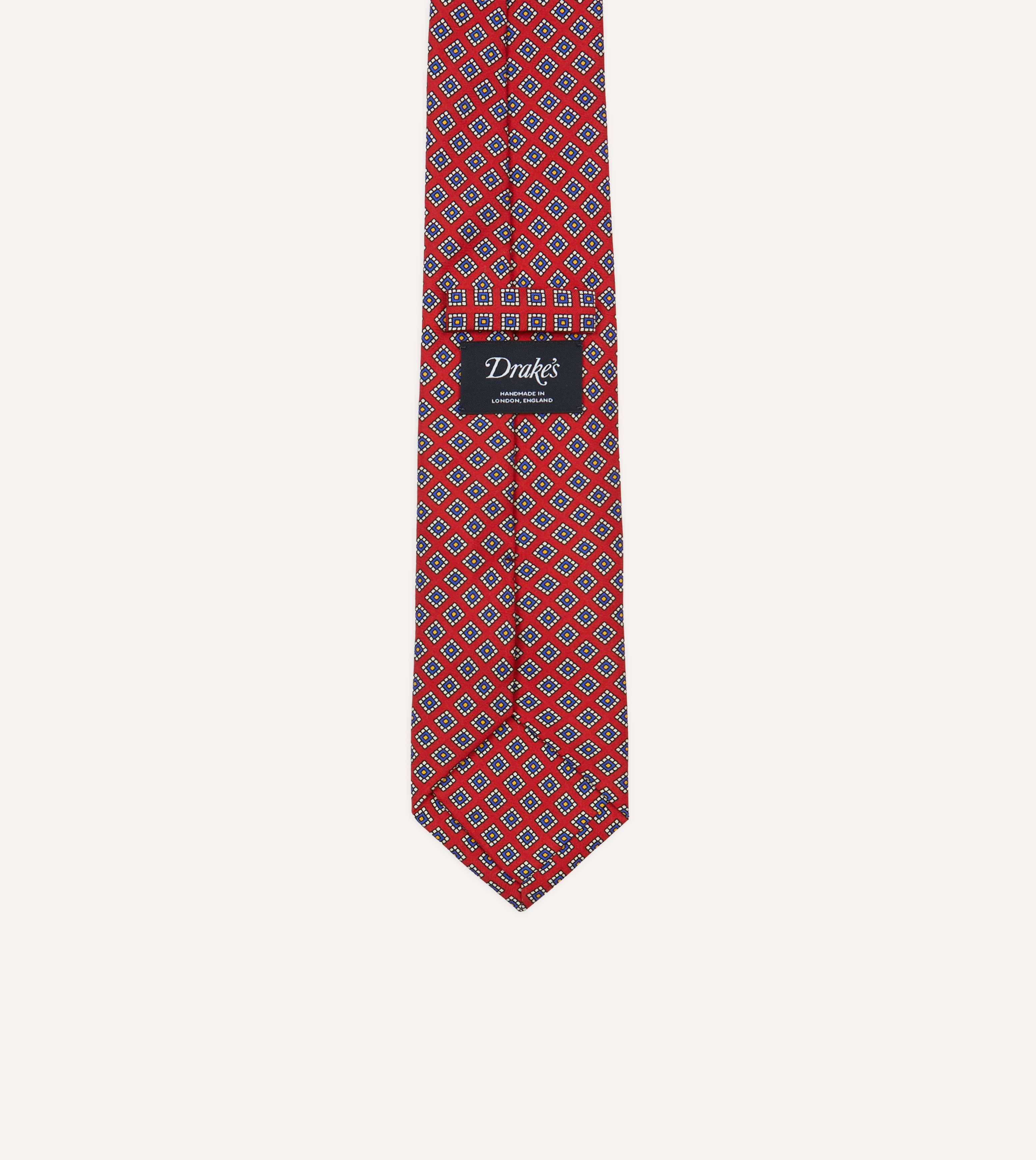 Red Square Medallion Self-Tipped Silk Tie